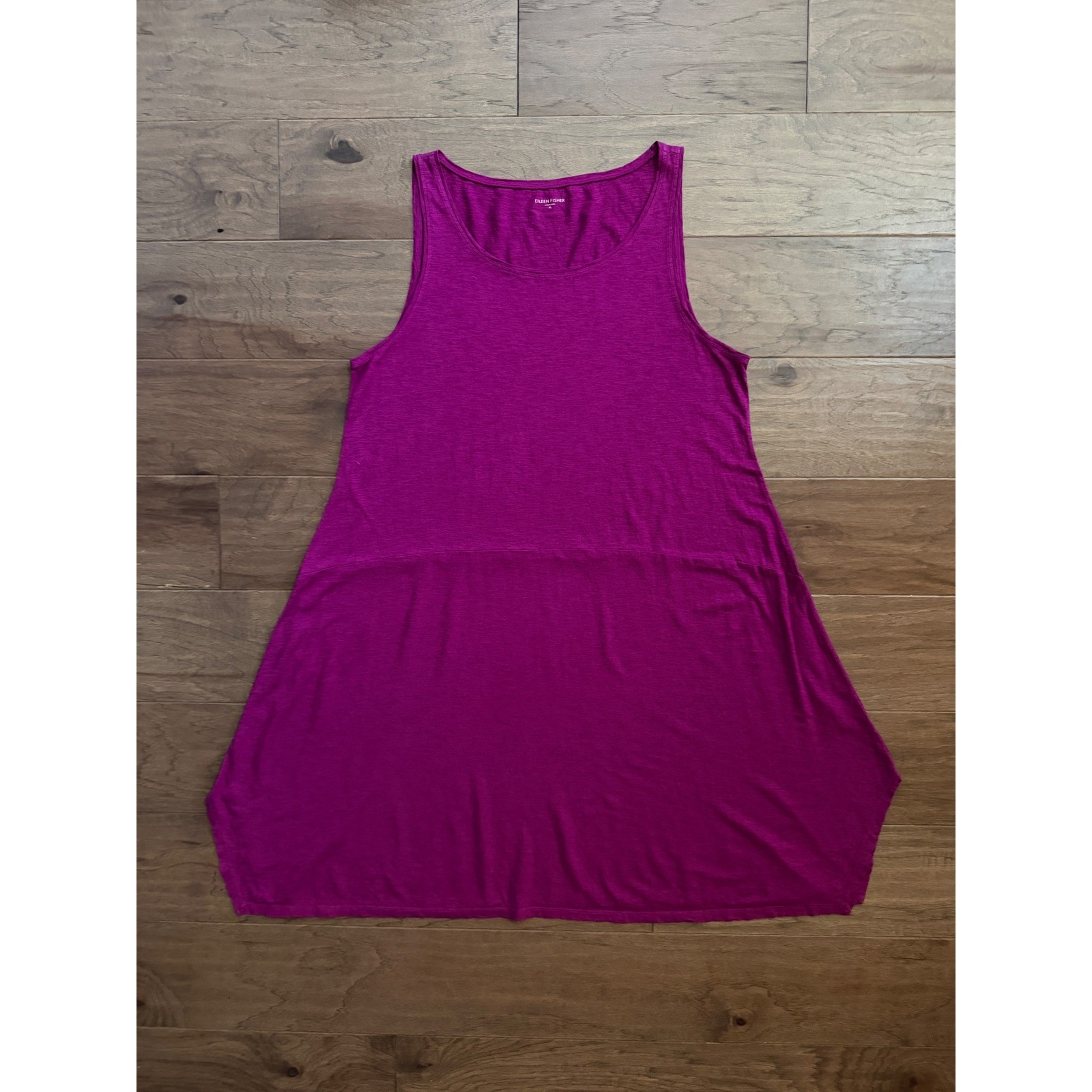 Eileen Fisher Magenta Hemp Organic Cotton Slub Sleeveless Dress XL Womens