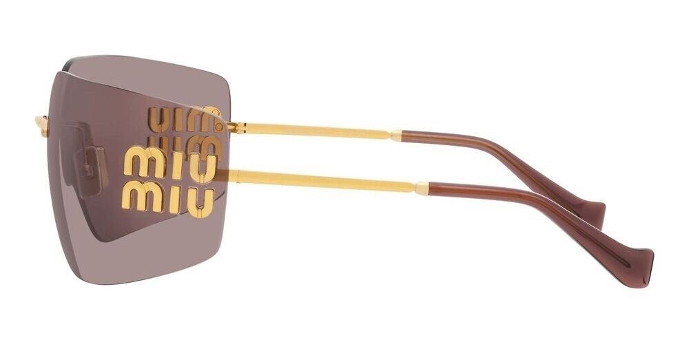 Miu Miu Sunglasses MU 54YS Gold Light Purple Brown 5AK0/6I Women Logo AUTHENTIC
