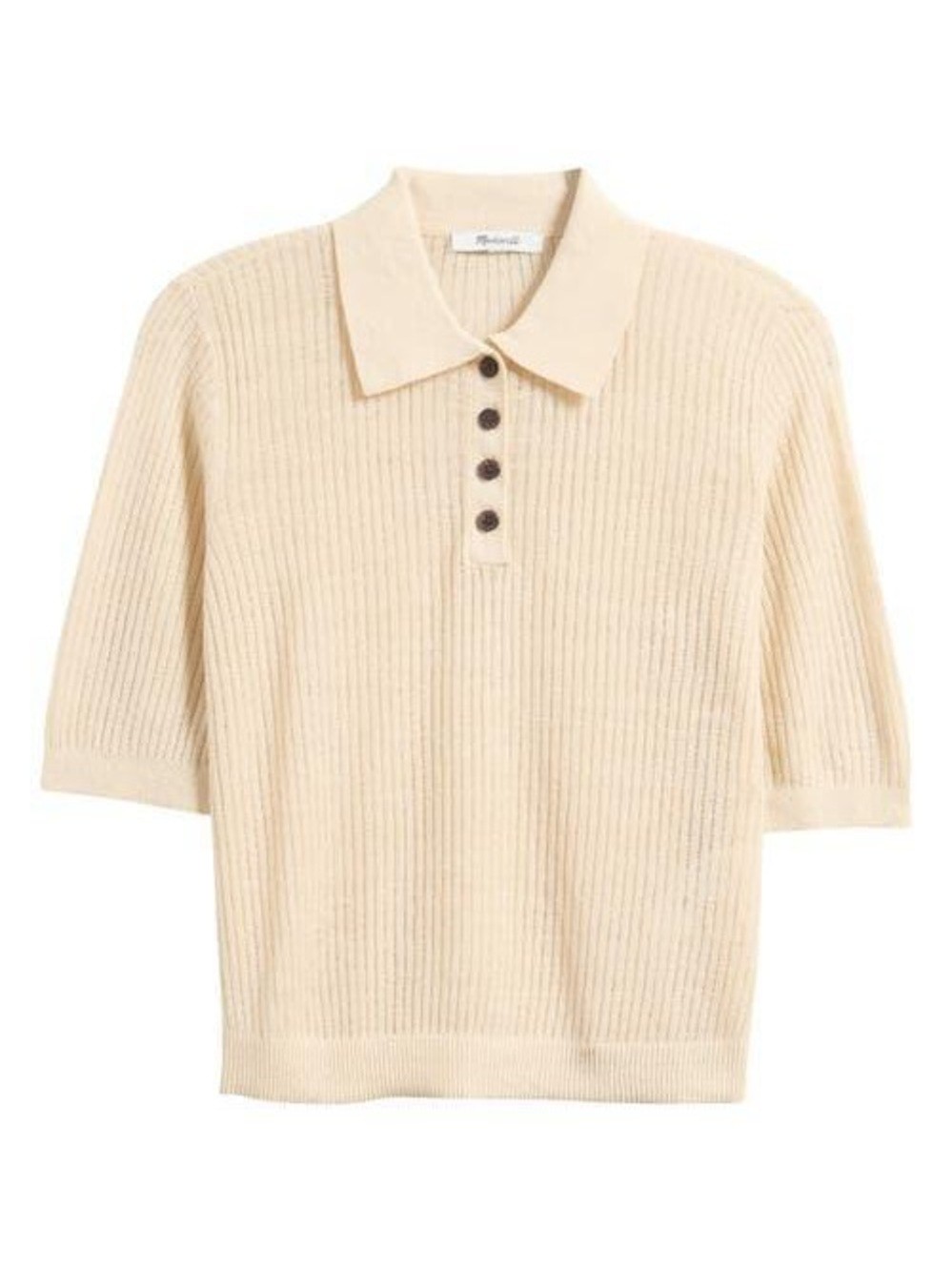 NWT Madewell Short-Sleeve Polo Sweater Tee in Beach Sand Large