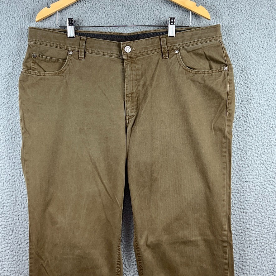 Hiltl Two Face Green Chino Pants Mens 40×34 Stretch Cotton Blend 5 Pocket