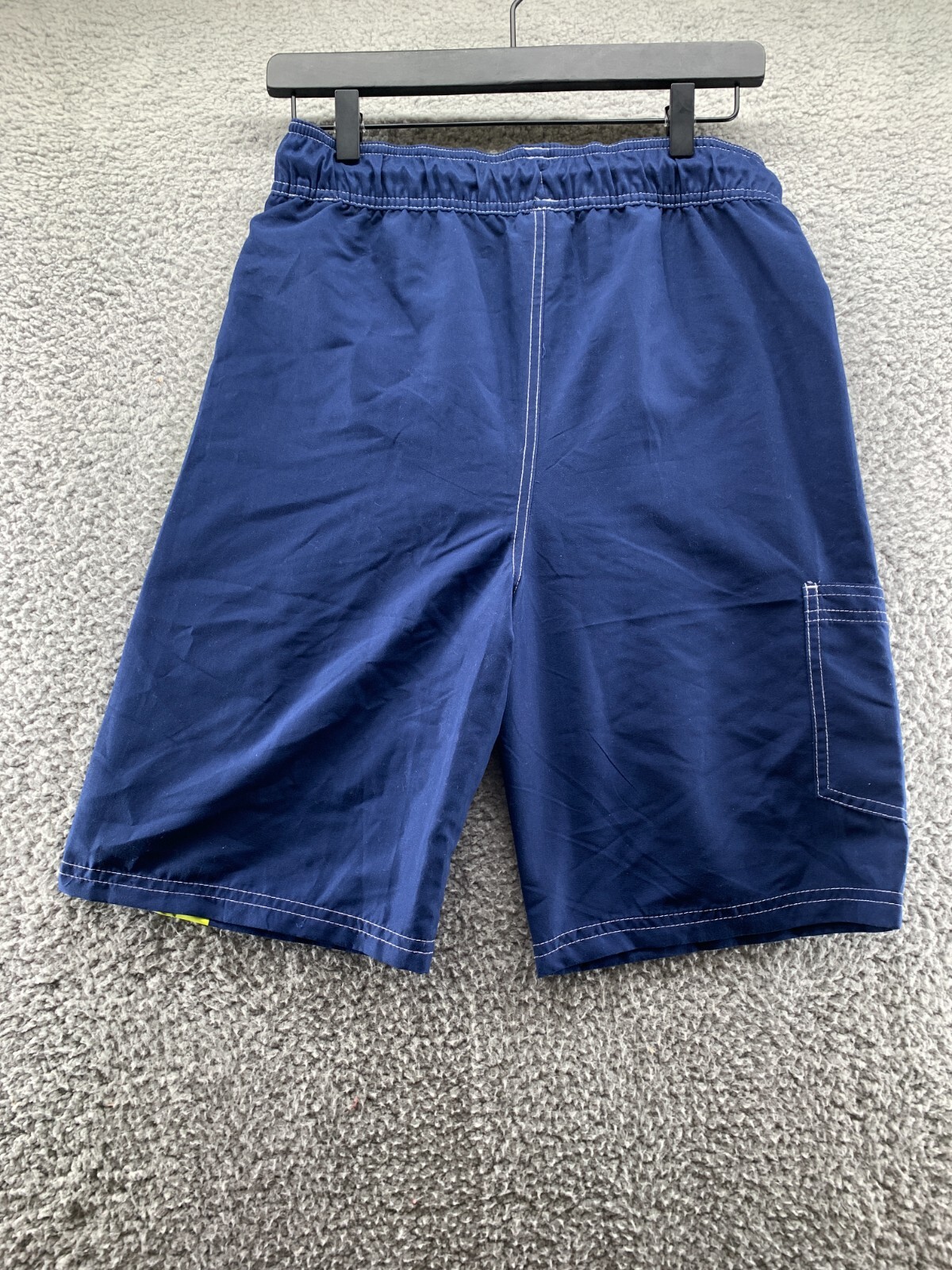 Nautica Board Short Youth Boys Large 50+UPF Swim Trunk Navy/Yellow Logo