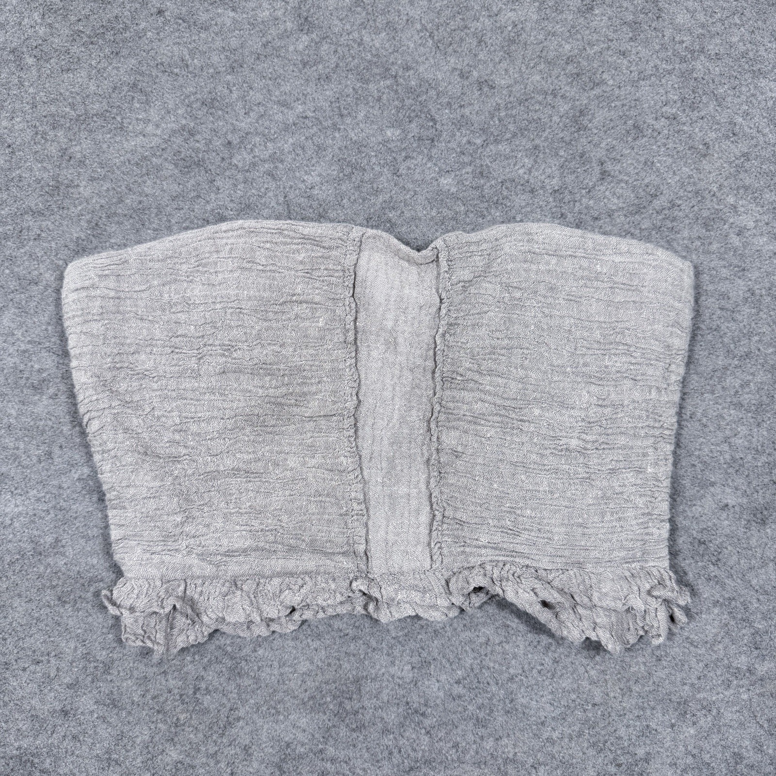 Zara Casual Elastic Back Side-Zip Cropped Tube Top Fits Women‘s US Size XS Gray