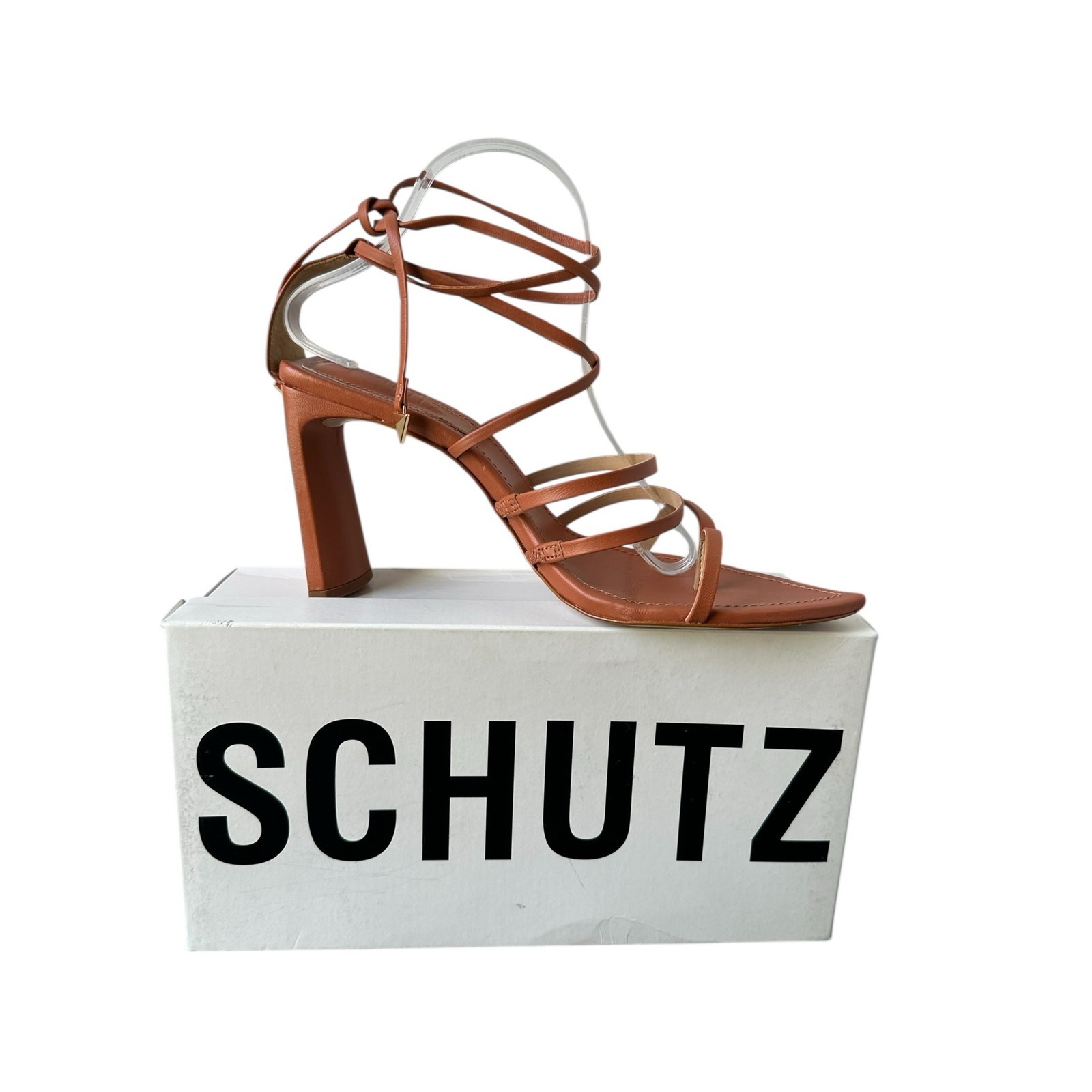 Schutz Women Leather Caramel Strappy Thong Style Toe Sandals Size 11B NWT