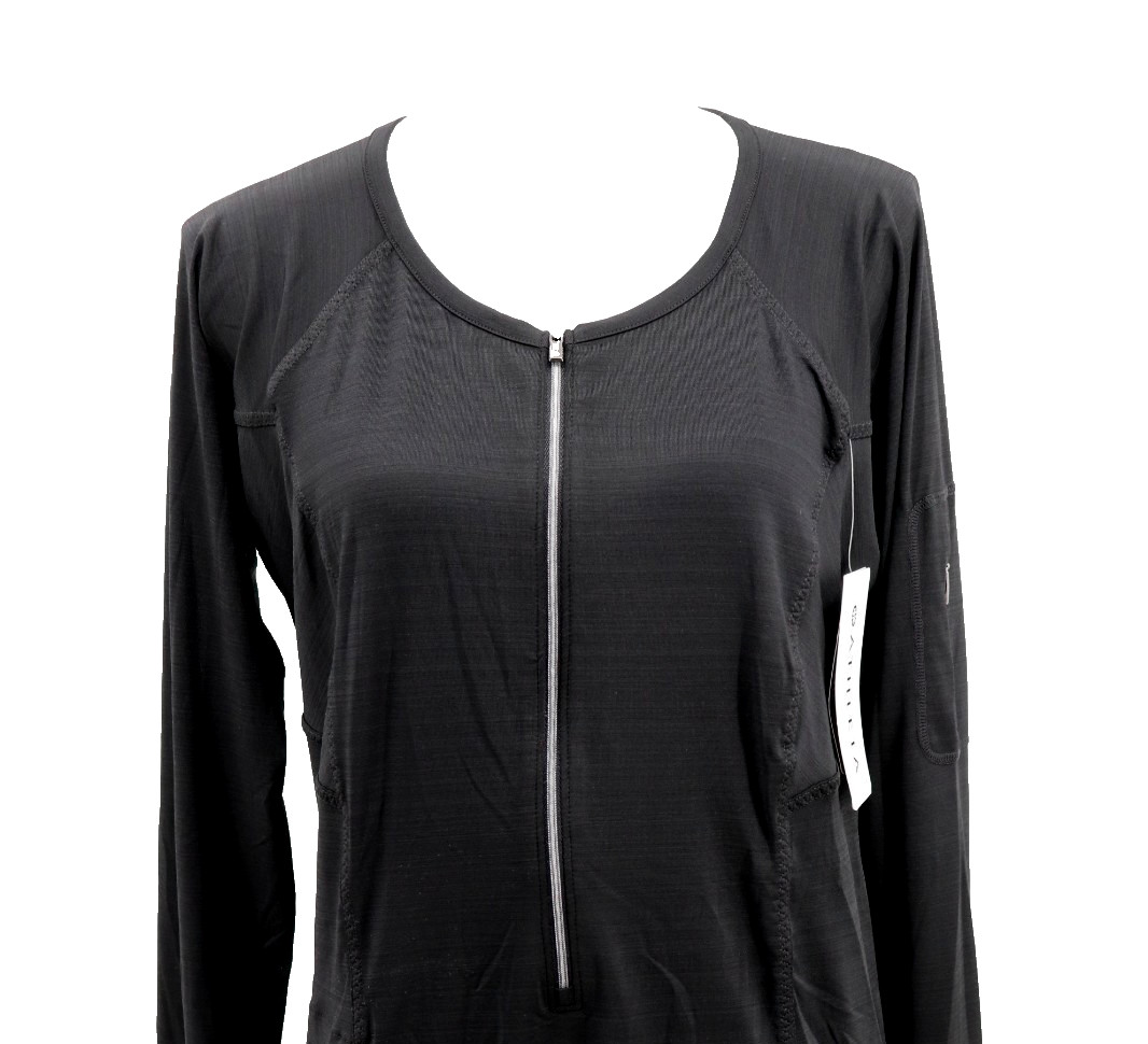 Athleta Pacifica Top 2.0 Womens XLT Black UPF 50 Long Sleeve 1/2 Zip Wicking New