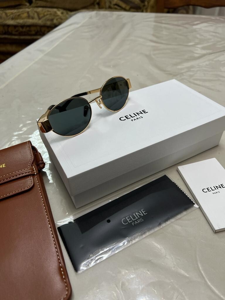 Sunglasses Celine CL40235U Triomphe metal with gold frame Lenses-Brown