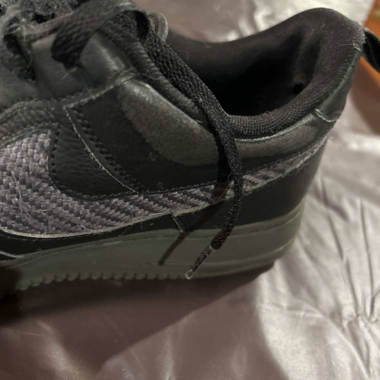 Size 11 Nike Air Force 1 Carbon Fiber” Black/Grey/Blue USED