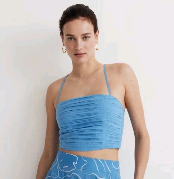 Madewell Crop Poplin Tube Top Size 10