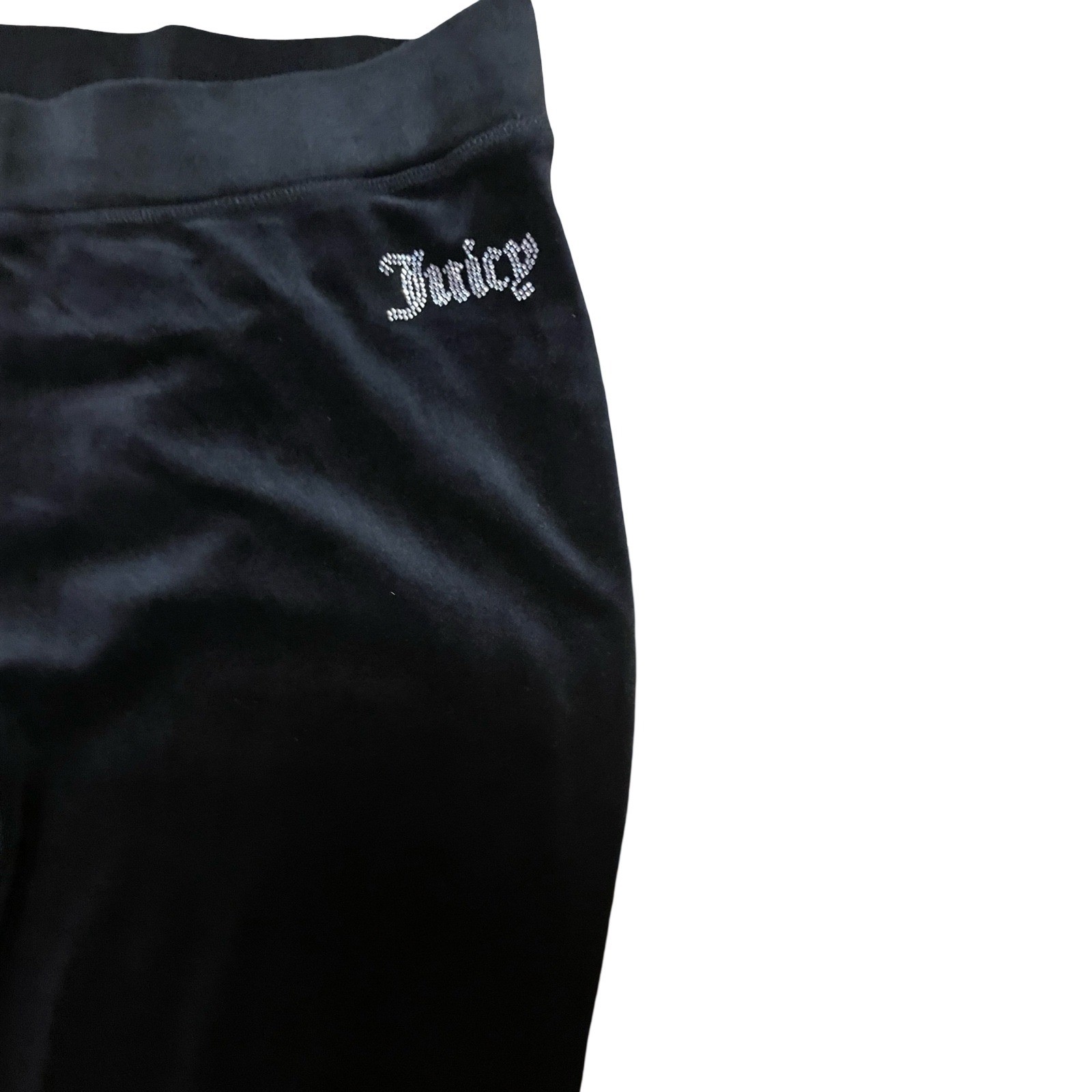 Juicy Couture Black Velour Tracksuit Rhinestone Logo Hoodie Pants Set y2k L