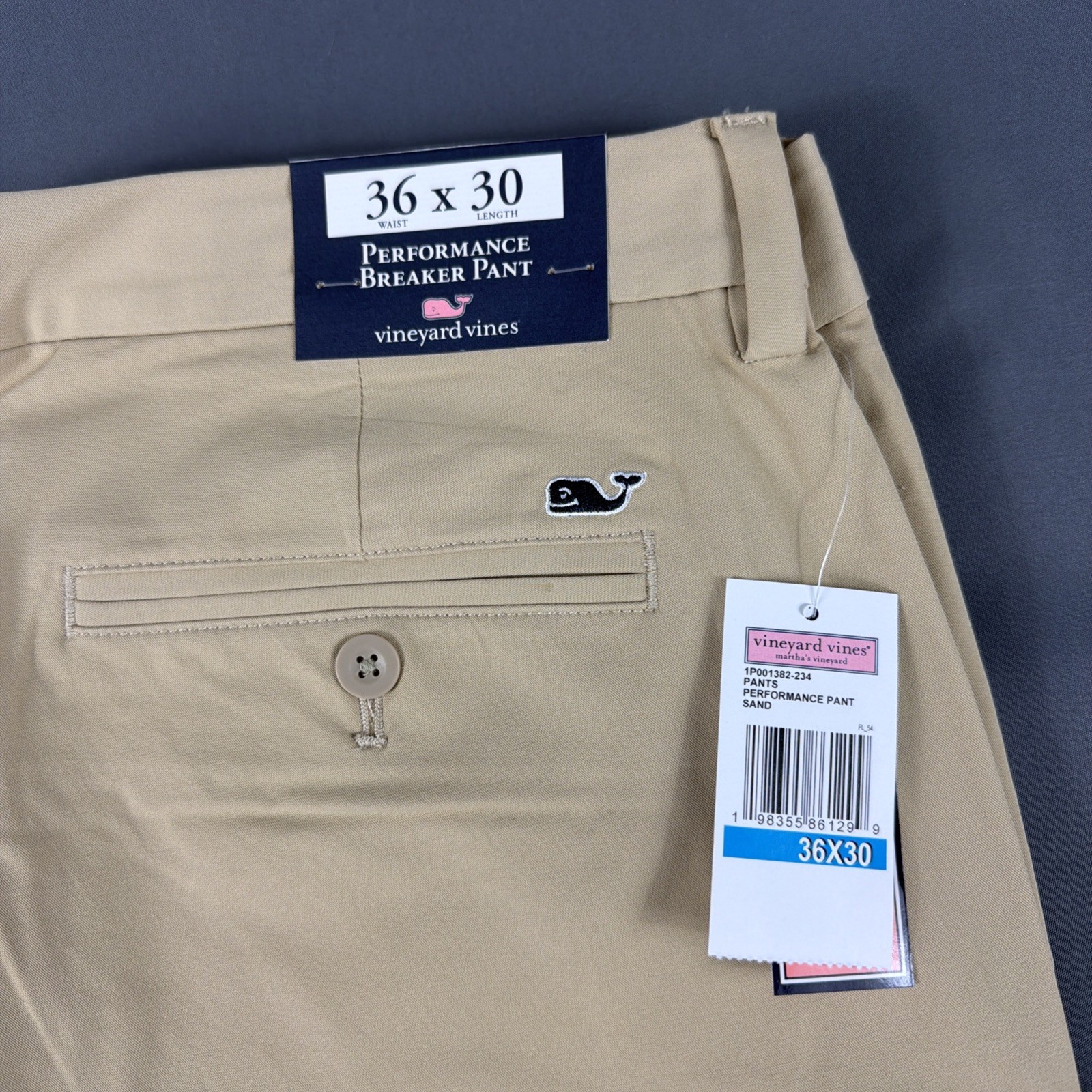 Vineyard Vines Golf Pants Performance Breaker 36 x 30 Sand Nylon Spandex NWT