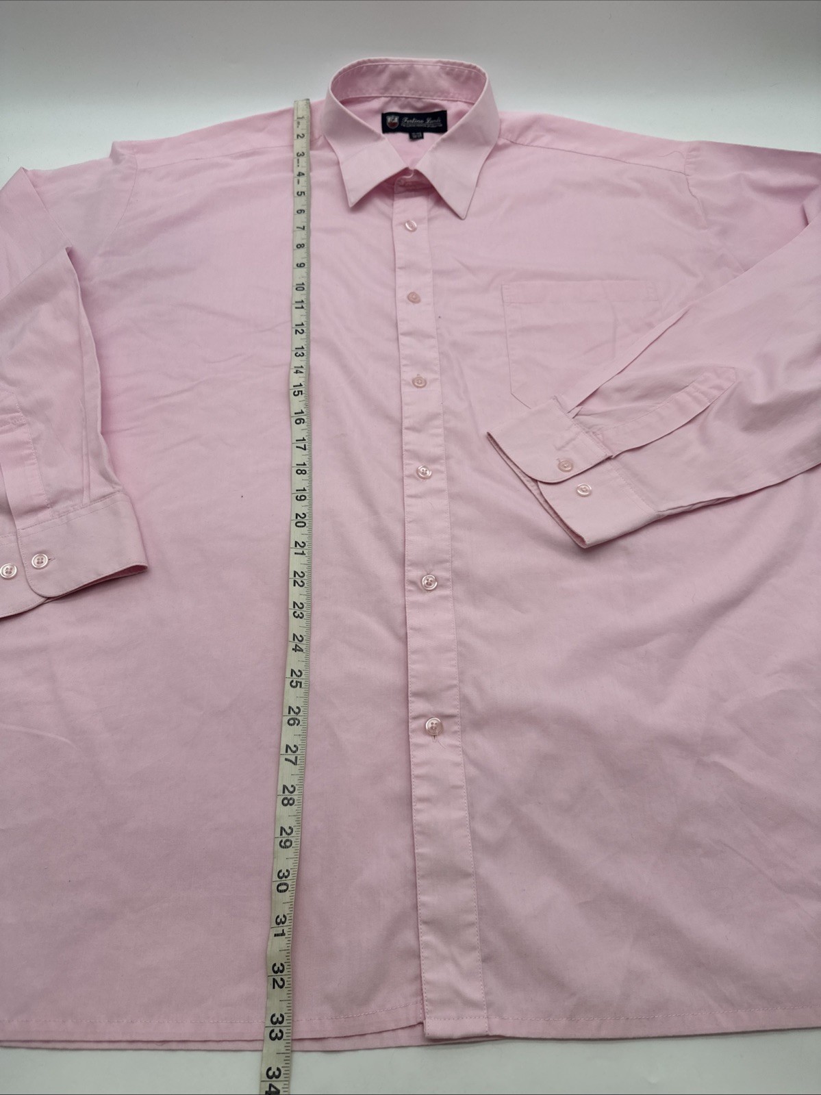Fortino Landi The Classic Button Up Shirt Men 19-19.5 Pink Pocket .#36909