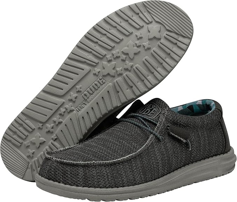 Hey Dude Wally Sox Charcoal Men’s Slip On Loafer Shoes NEW