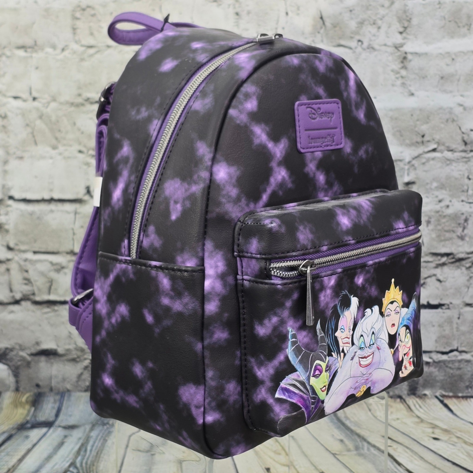 Loungefly Disney Villains Mini Backpack Purple Tie Dye Hot Topic Exclusive NWT