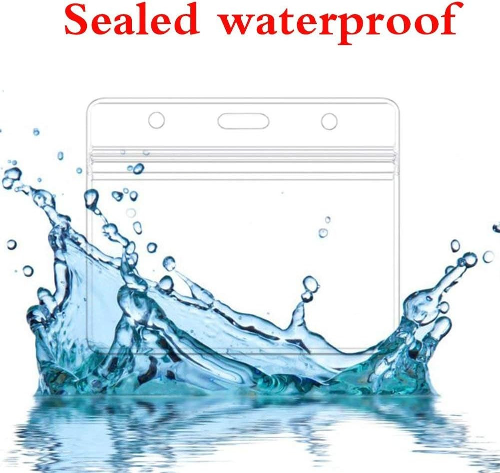 6 Pcs Waterproof Clear Badge Holders, Horizontal, 2.1×3.5 In