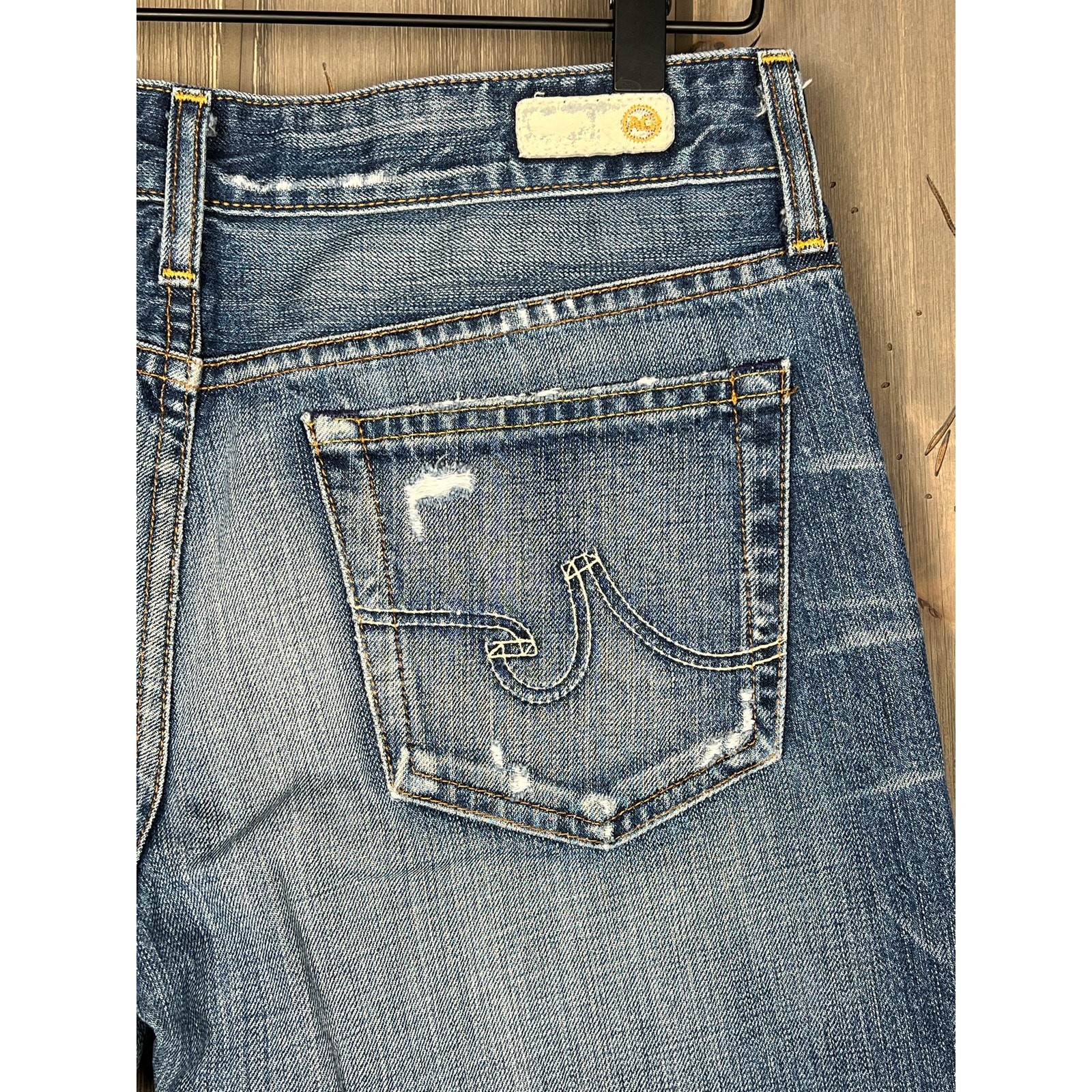 AG Adriano Goldschmied Distressed Straight Leg Jeans, 28