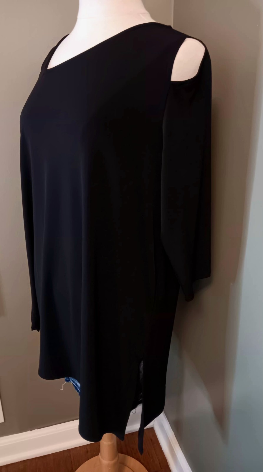 Alfani NWT Women’s Black Asymmetrical Tunic Shirt Size Large