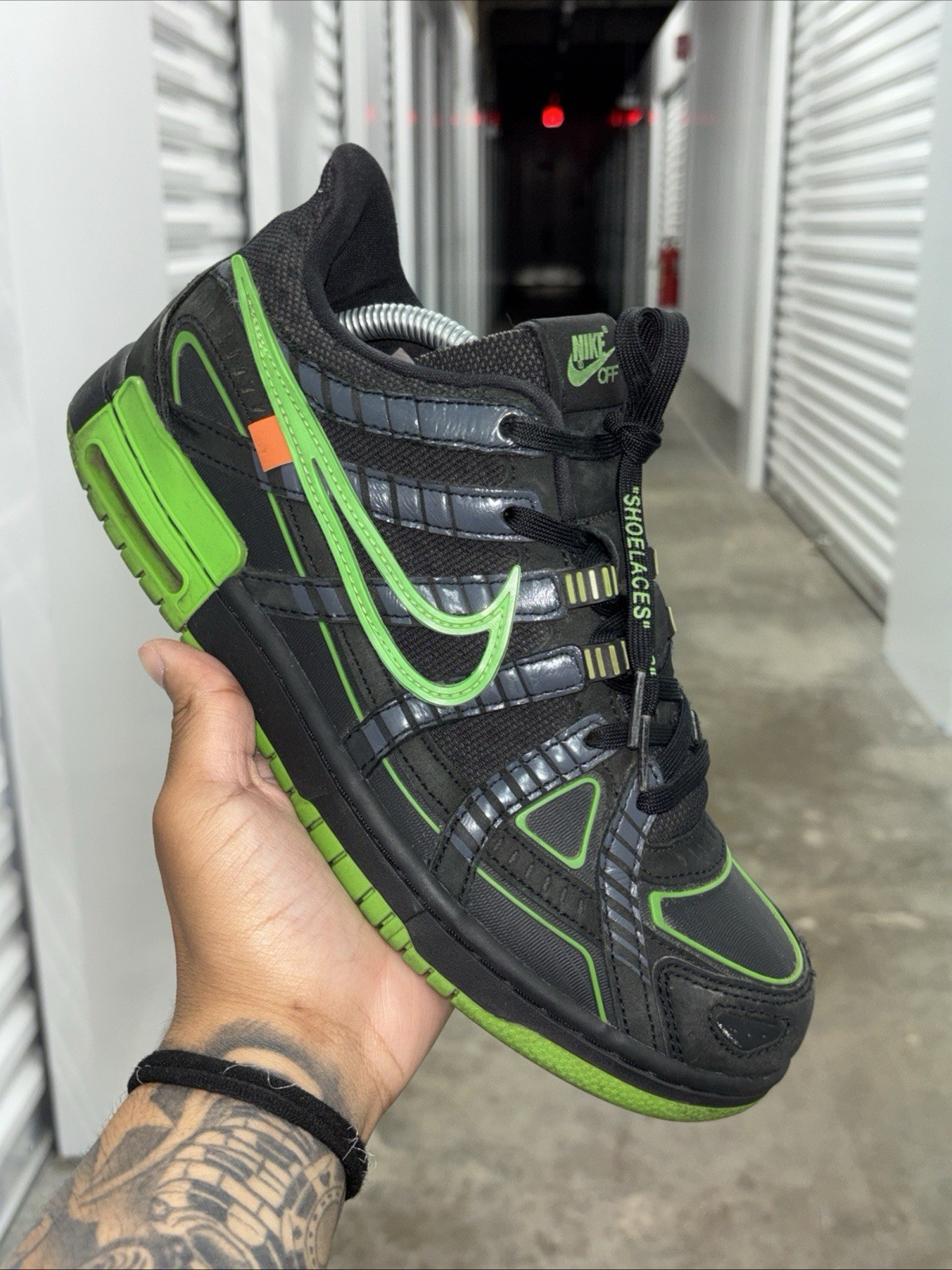 Nike Air Rubber Dunk Off-White Green Strike Size 9.5M/11W CU6015-001