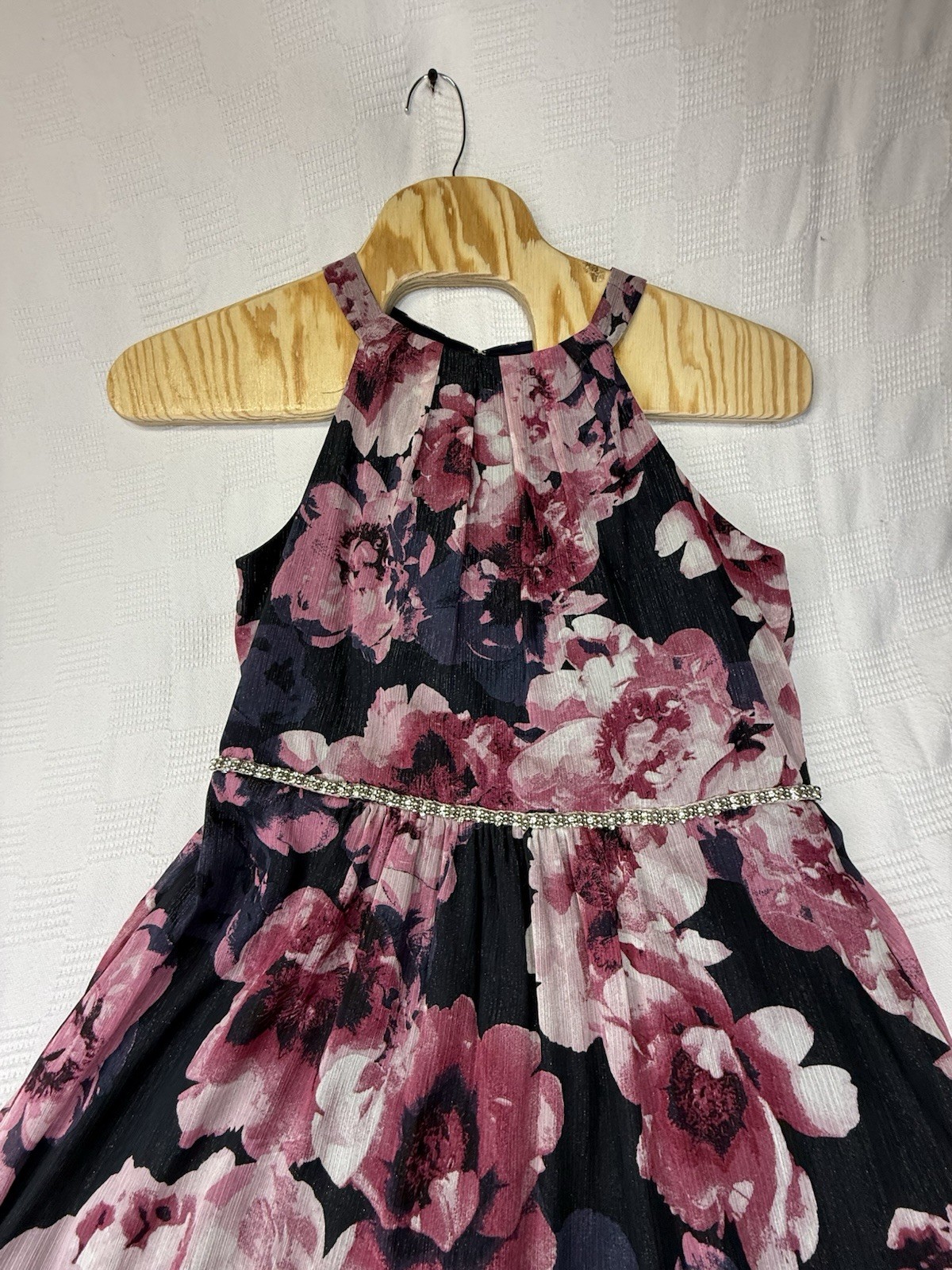 Womens High-Neck Chiffon Floral A-Line Dress Crystals Fairy 18 Wedding Bohemian