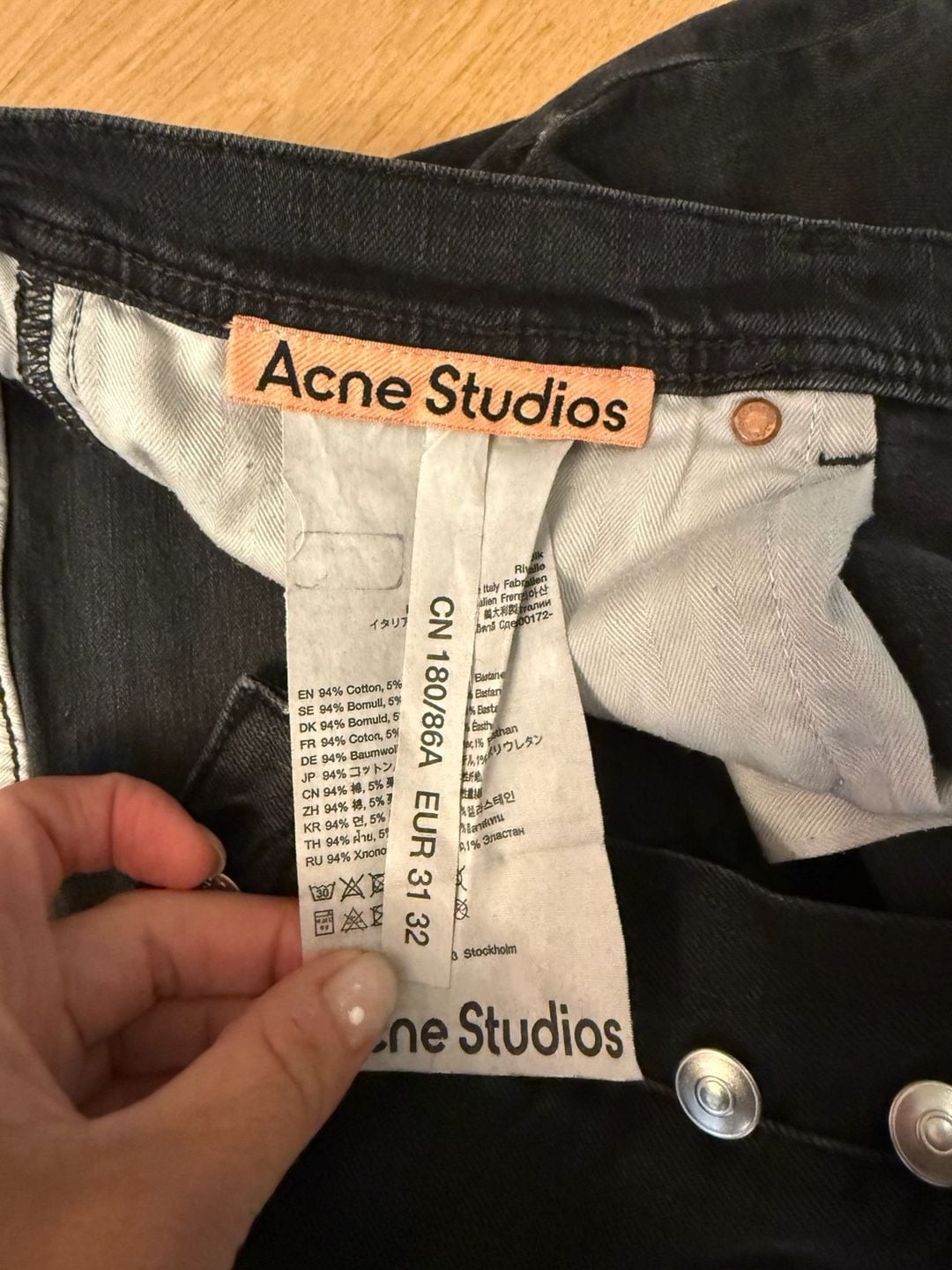 Acne Studios River Used Black Denim Jeans Men’s Size 31×32