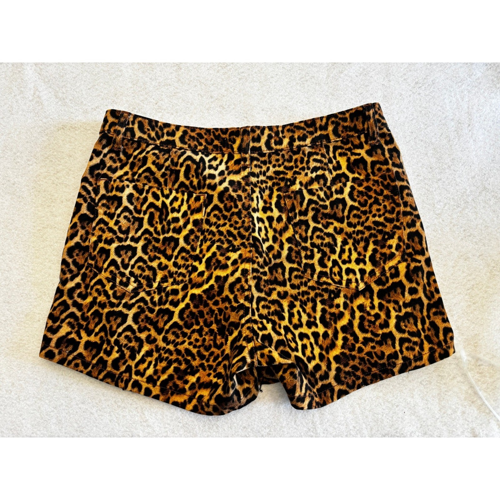 Zara Leopard Print Skort Animal Pattern Denim Mini Skirt Shorts Brown Tan Size M