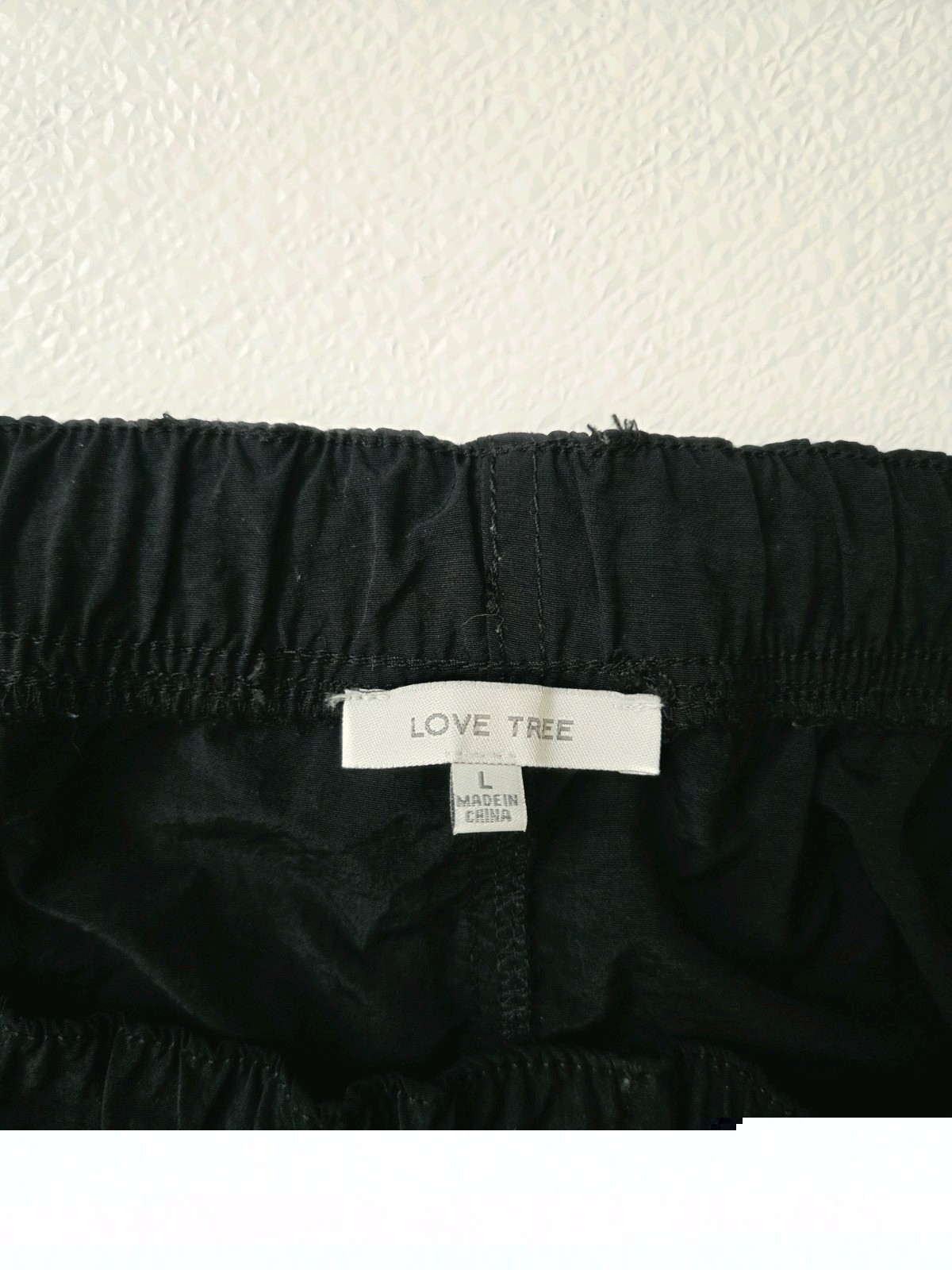 Love Tree Black Parachute Cargo Pants Wide Leg Bungee Waist Womens Large 6864PN