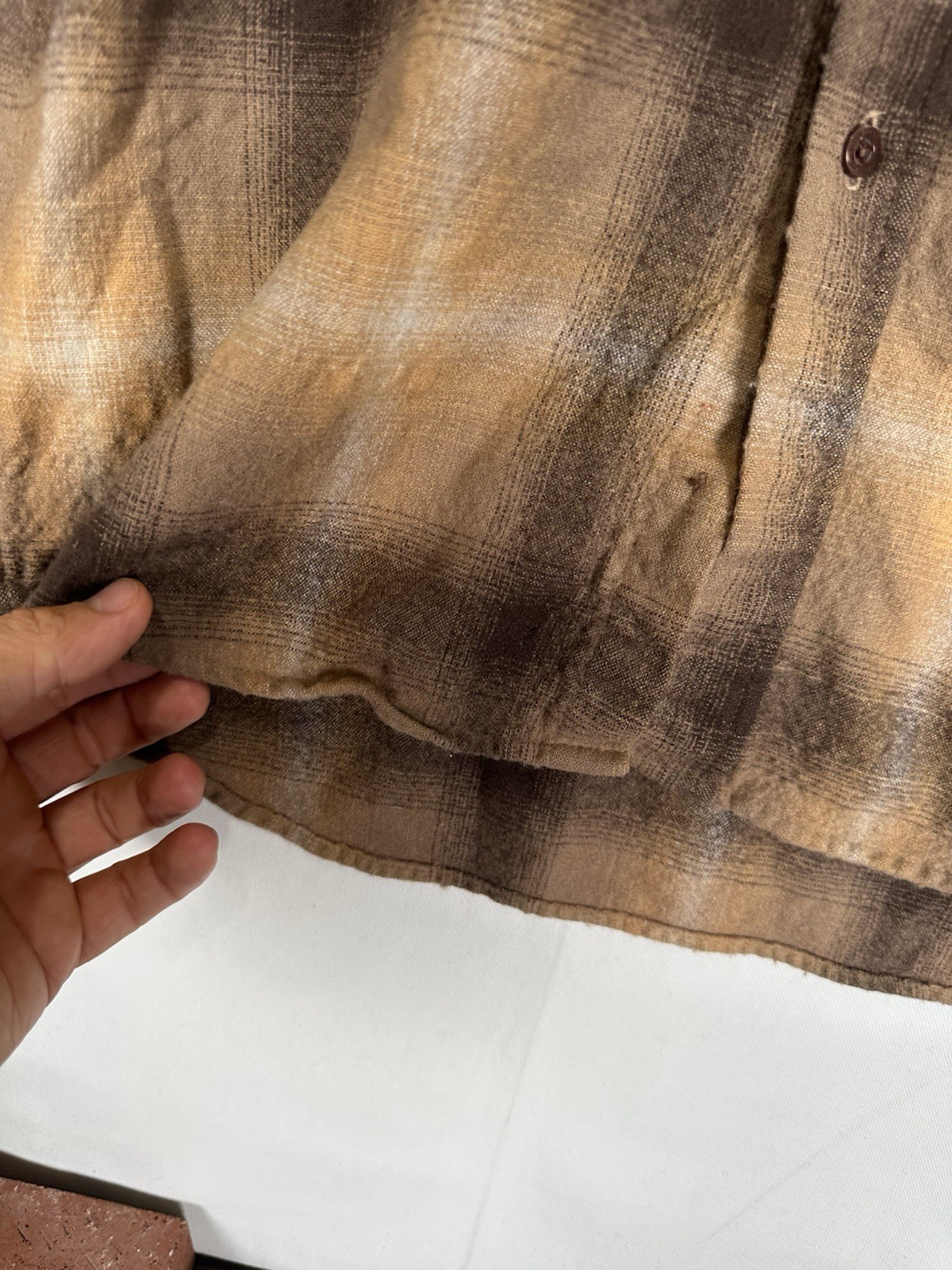 VTG Pendleton Trail Shirt Men’s Large Brown Plaid Virgin Wool Elbow Patches