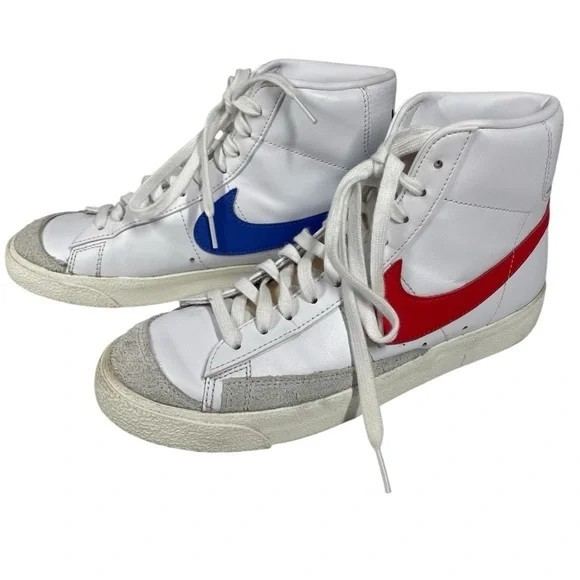 Nike Blazer ‘77 Mid Sneakers Retro Vintage Mens 7.5 White Red Blue BQ6806-11