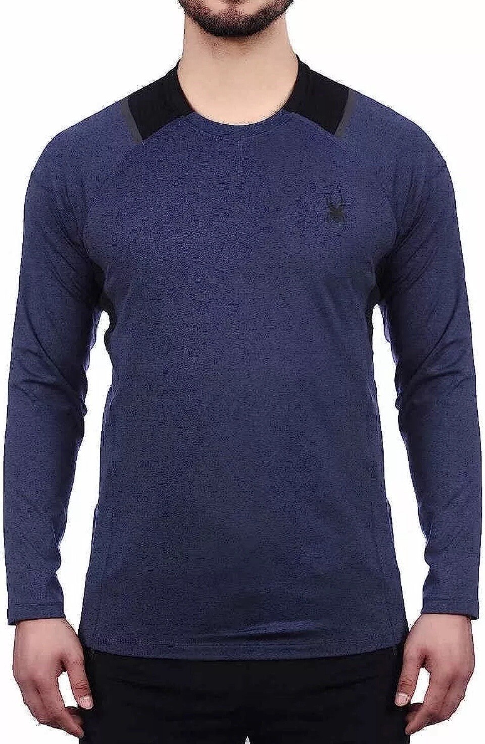 Spyder Active Men’s Long Sleeve Shirt, Color Blue, Large, Stretch, Wicking.