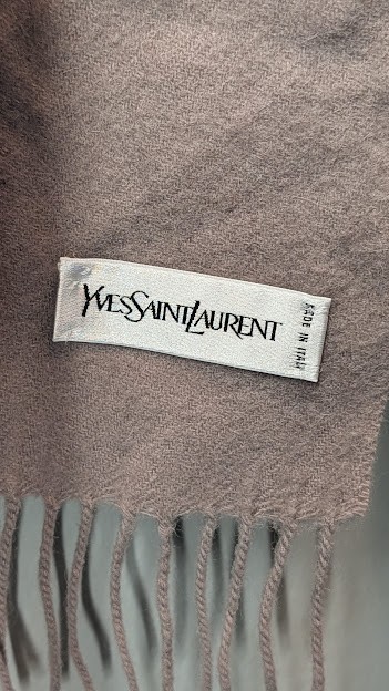 Pre-owned Genuine YSL 90% Wool 10% Cashmere Scarf Biege Made In Italy