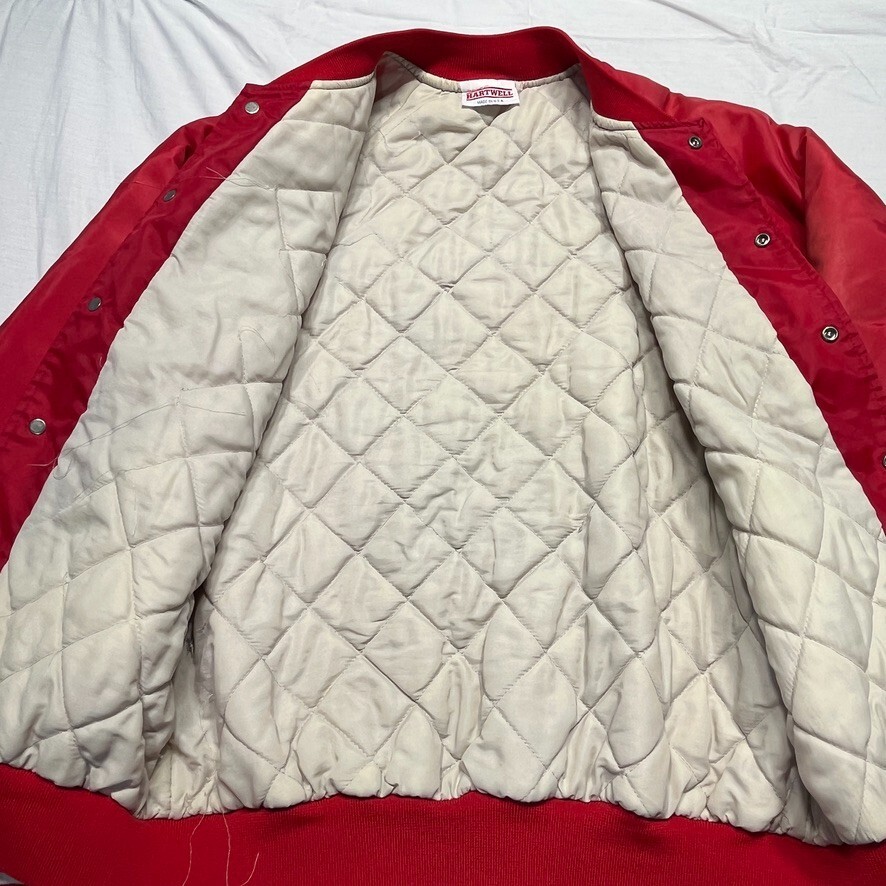 Vintage 80s Hartwell Jacket Mens Medium Red Dinosaur Truck Stop Snaps Sinclair