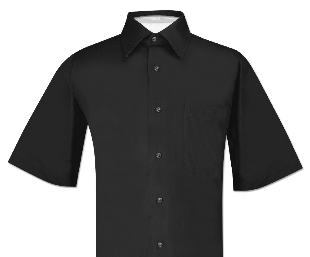 Biagio 100% Cotton Mens Short Sleeve Solid BLACK Color Dress Shirt size 3XL