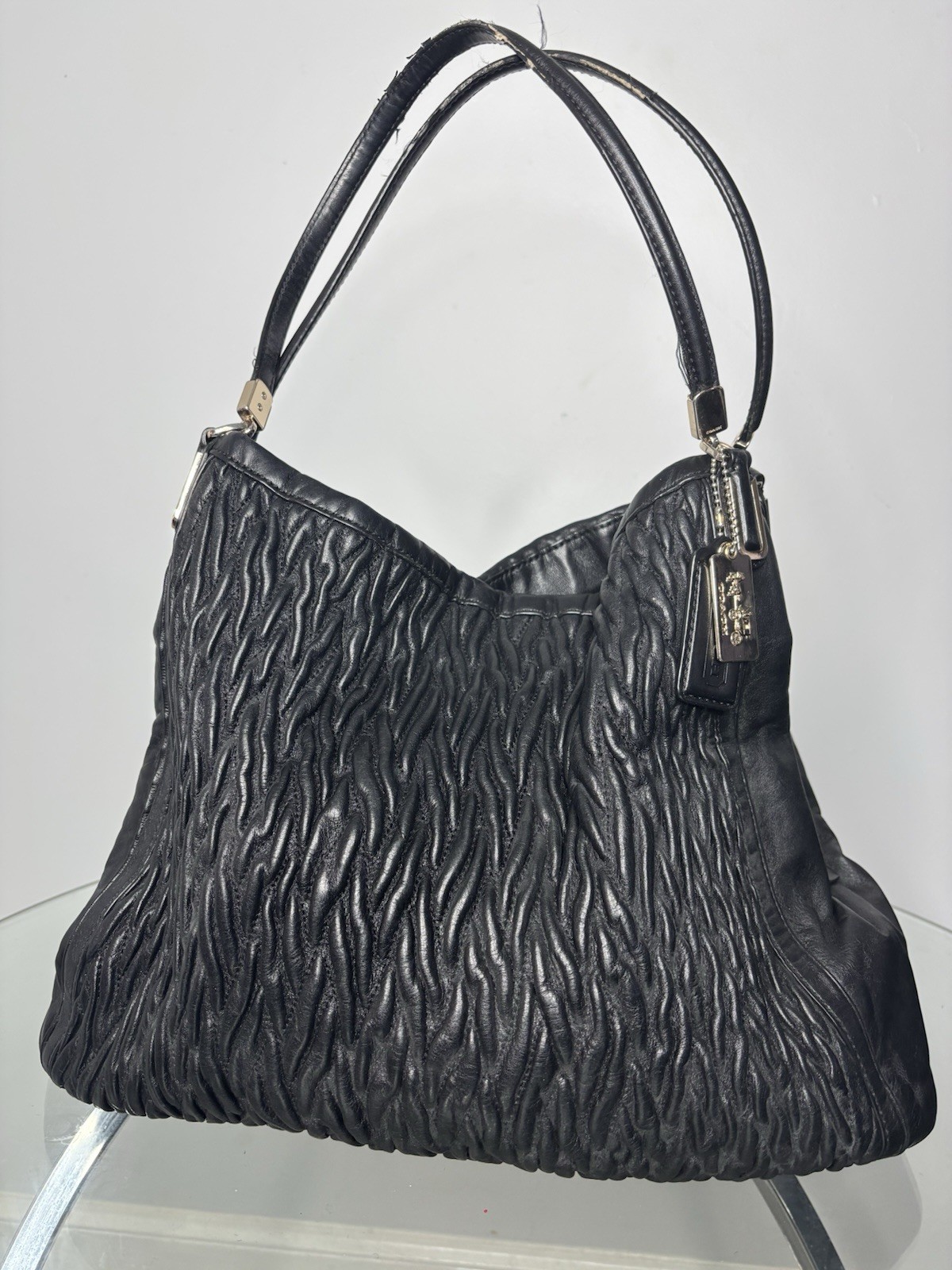 Coach Women’s Tote Bag/shoulder Bag Black Leather Gold Hardware