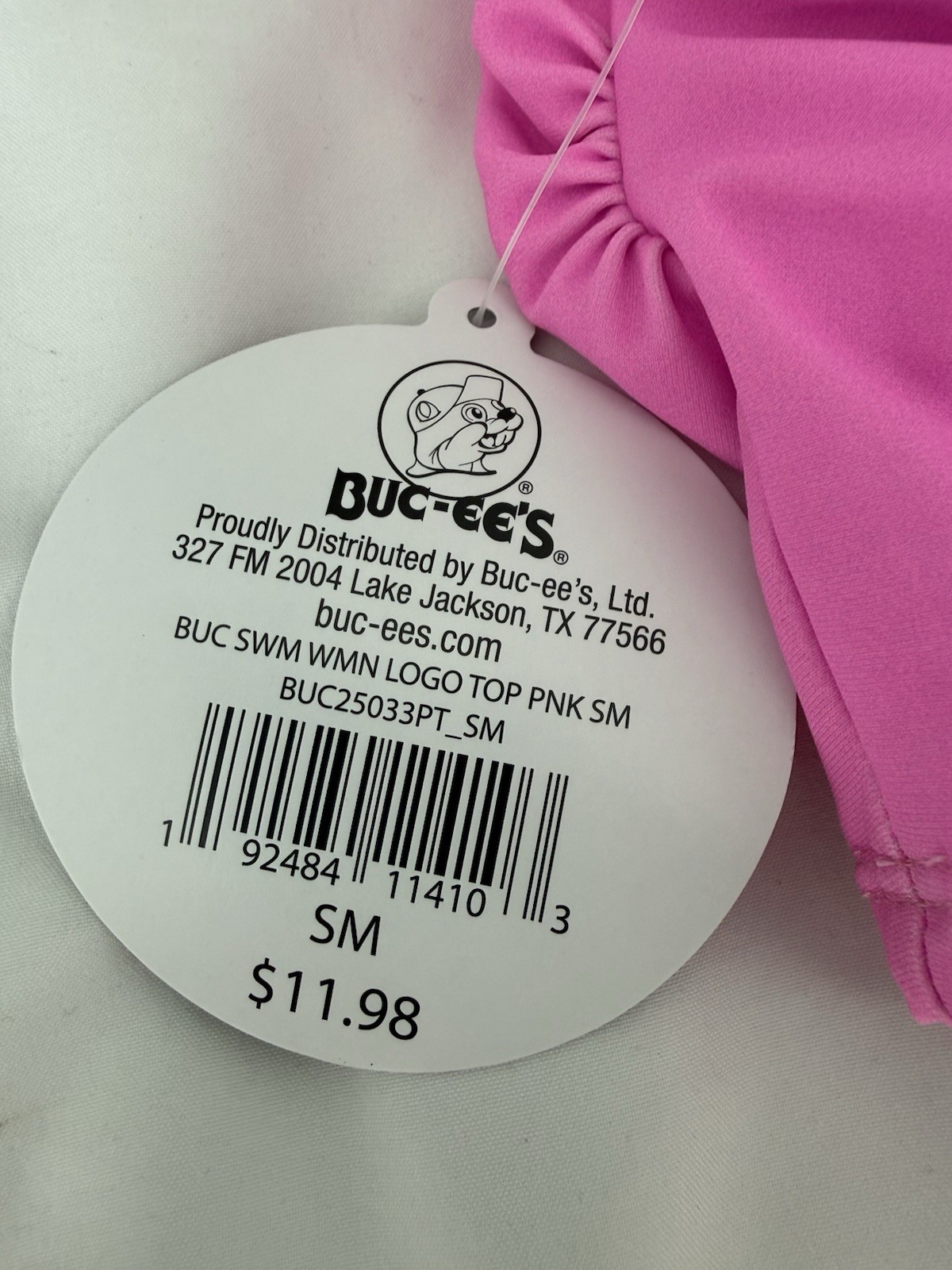 Buc-ee’s Iconic Beaver Logo Hot Pink Swim Crop Top Tankini Sz S New with Tags