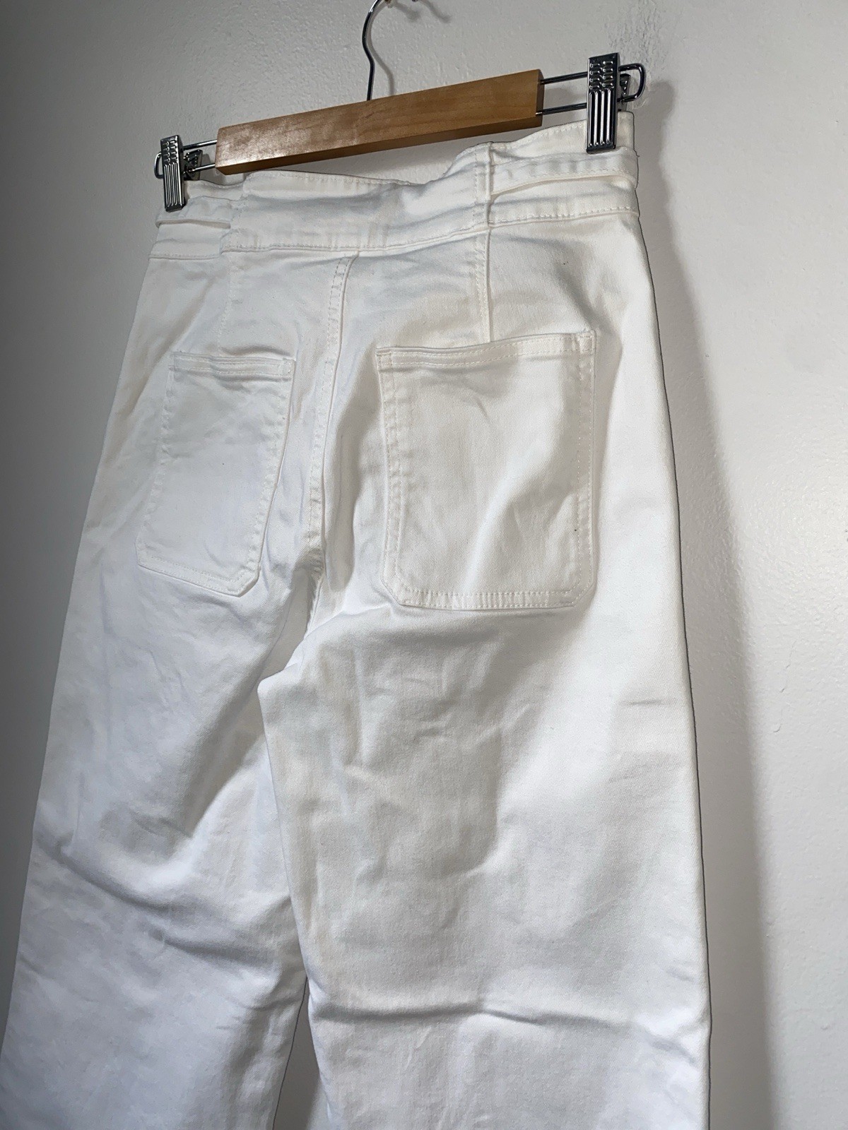 Hudson Women’s White Wide-Leg High Rise Denim Jeans w/ Pockets Size 6