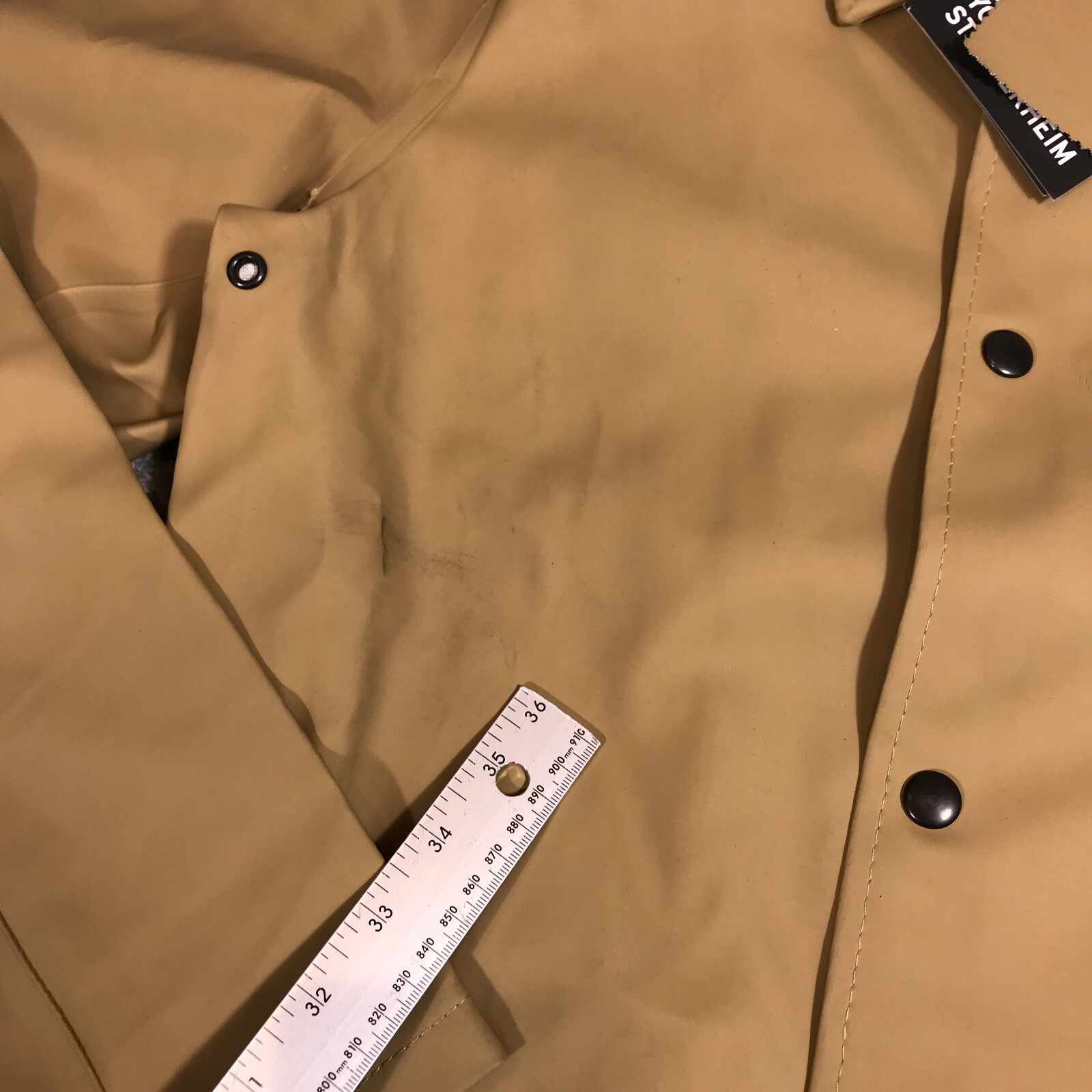 Stutterheim Stockholm Jacket Mens Extra Small Raincoat Bomber Mosebacke Snap Tan
