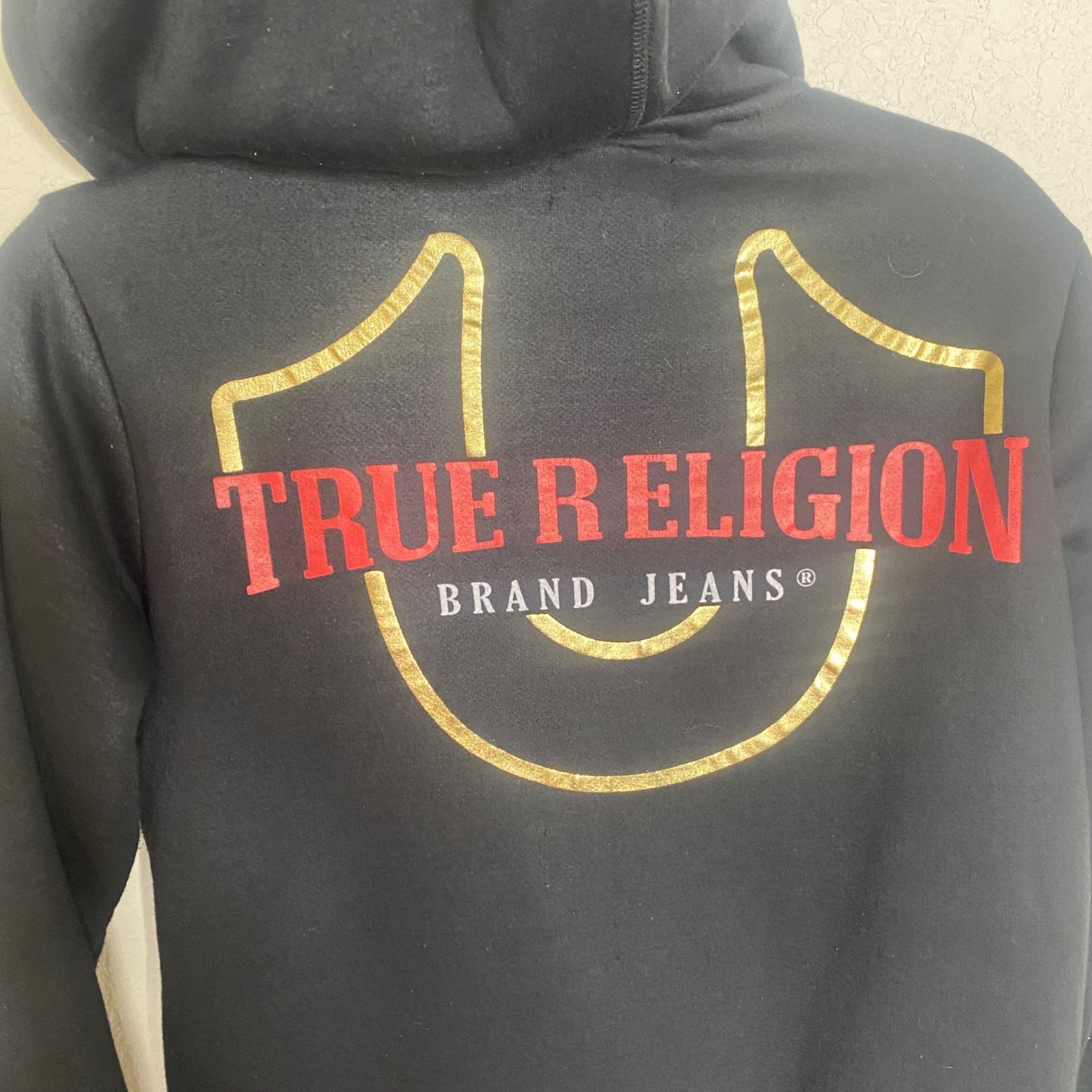 True Religion Sharpa Lined Hoodie Jacket Womens L Black Zip-Up