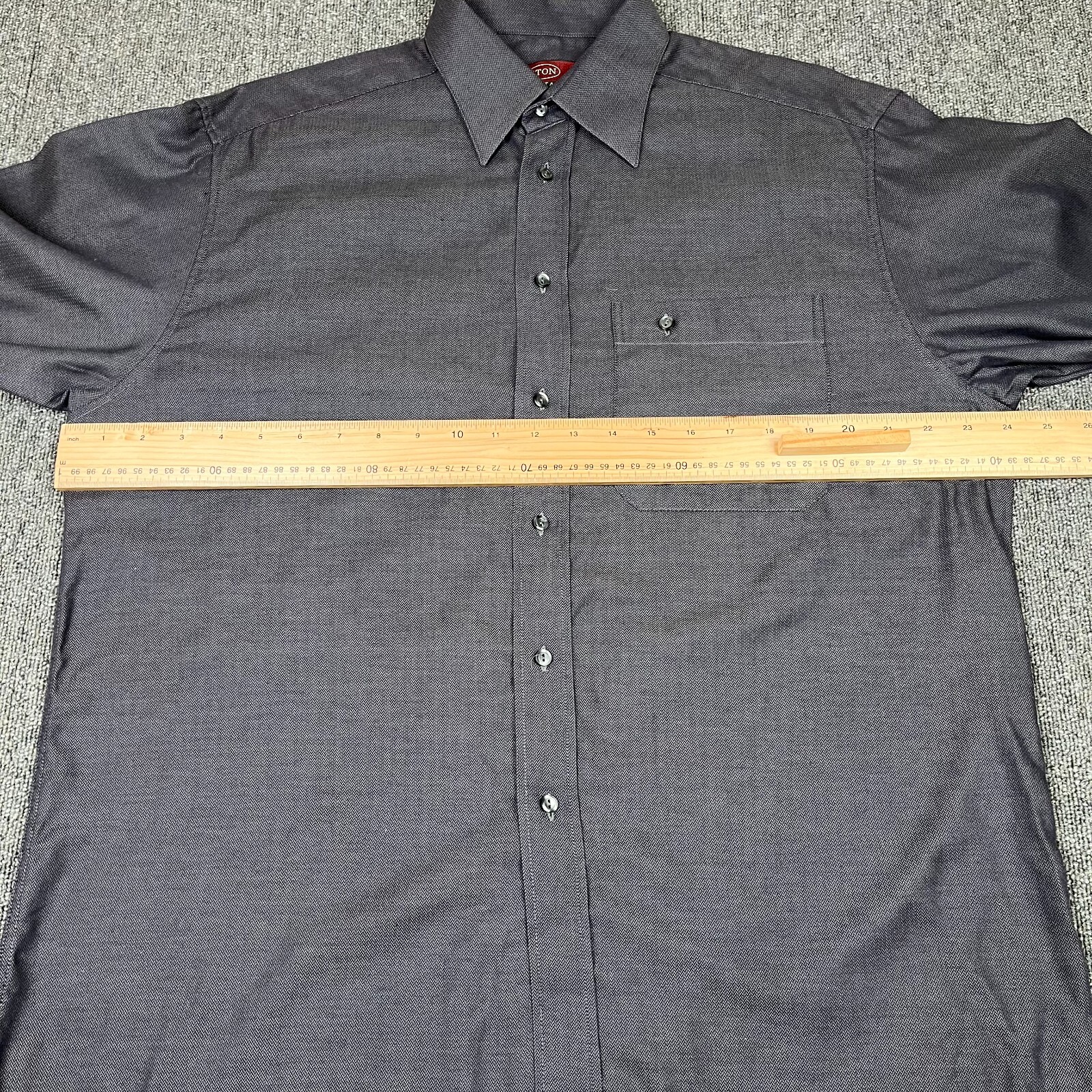 Eton Shirt Mens 16 Black Etastar Long Sleeve Barrel Cuff Pocket Smart Office