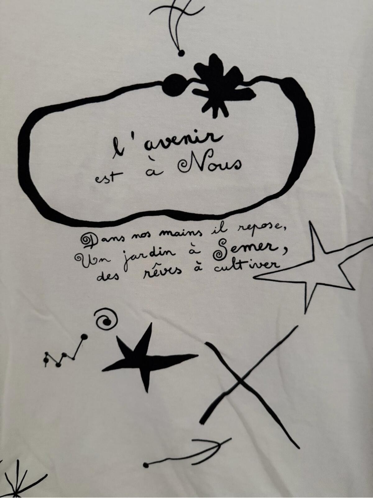 Zara Cream midnight graphic print short sleeved t-shirt NWOT L