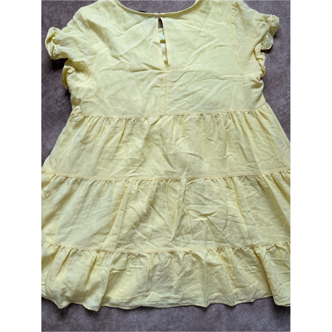 Sugar Lips Yellow Babydoll Mini Dress Tiered Ruffle Cottagecore Size Large
