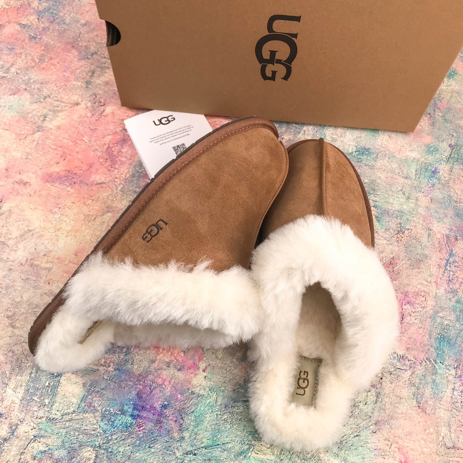 UGG Scuffette II Chestnut Slip On Sheepskin W Wool Flat Women’s Slippers US6-11
