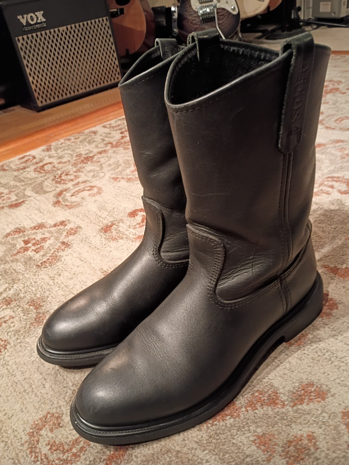 RED WING PECOS BLACK LEATHER SOFT TOE WELLINGTON WORK BOOTS #1125 MEN’S 11D