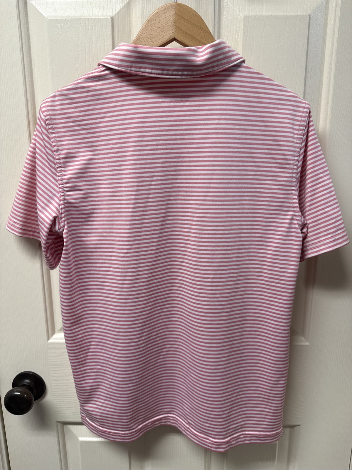 Vineyard Vines Boys Pink/White Stripe Performance Golf Shirt Size Large