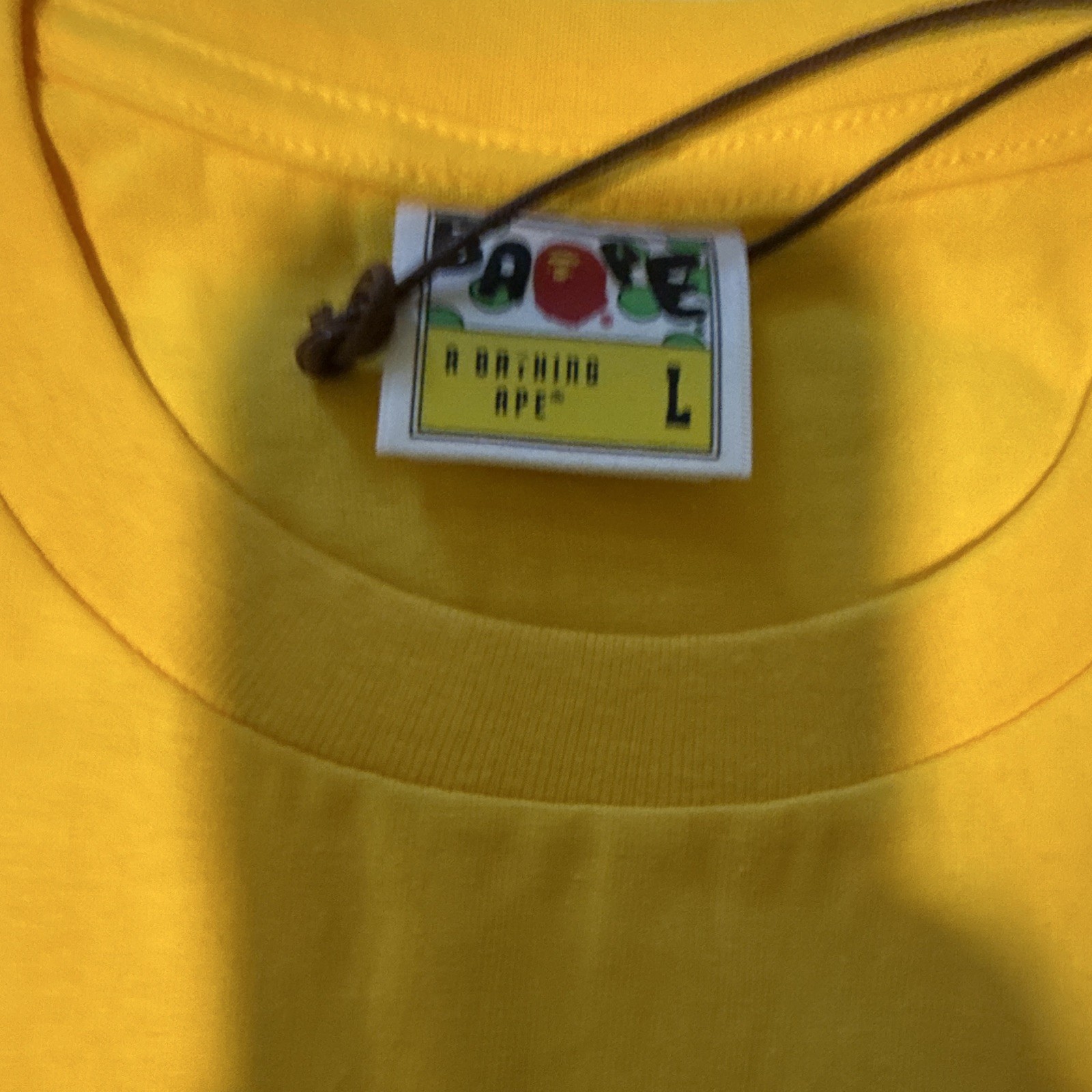 A Bathing Ape BAPE Men’s L Yellow Ape Head Graphic Logo Cotton Jersey Tee