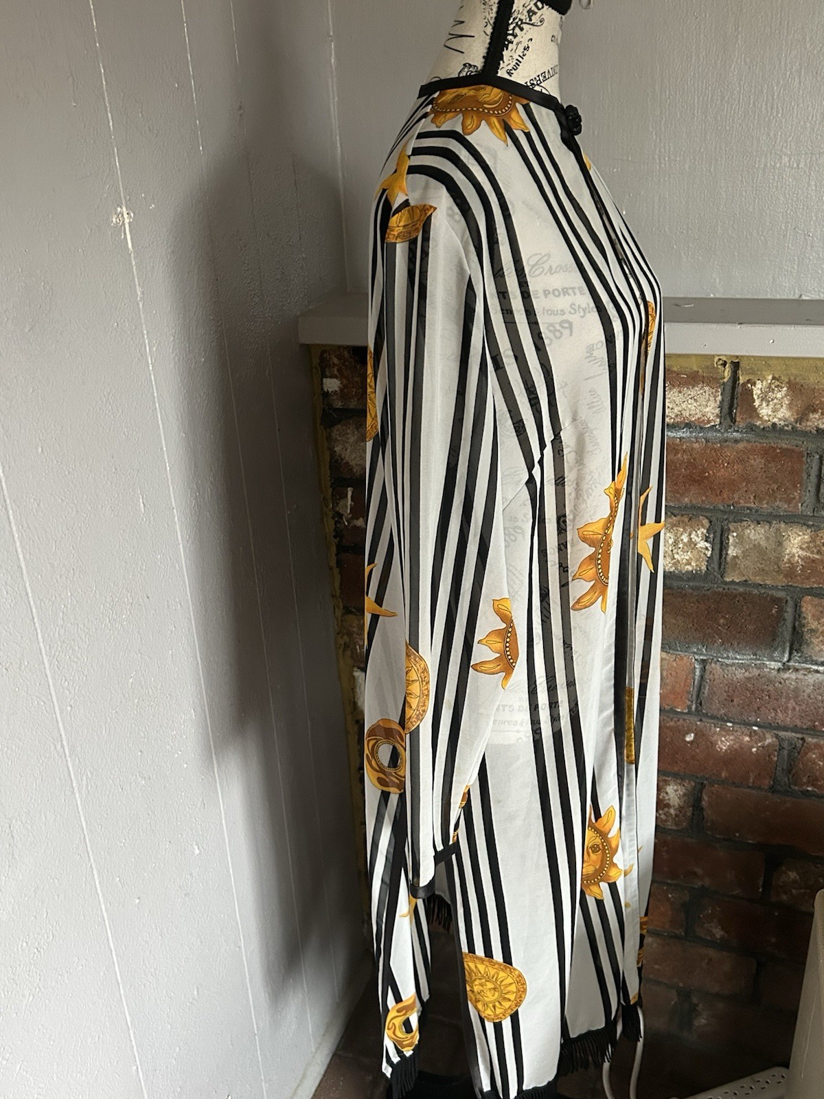 Maggie Shepard Solstice Robe Cover Up Fringe Yellow Black Celestial Festival
