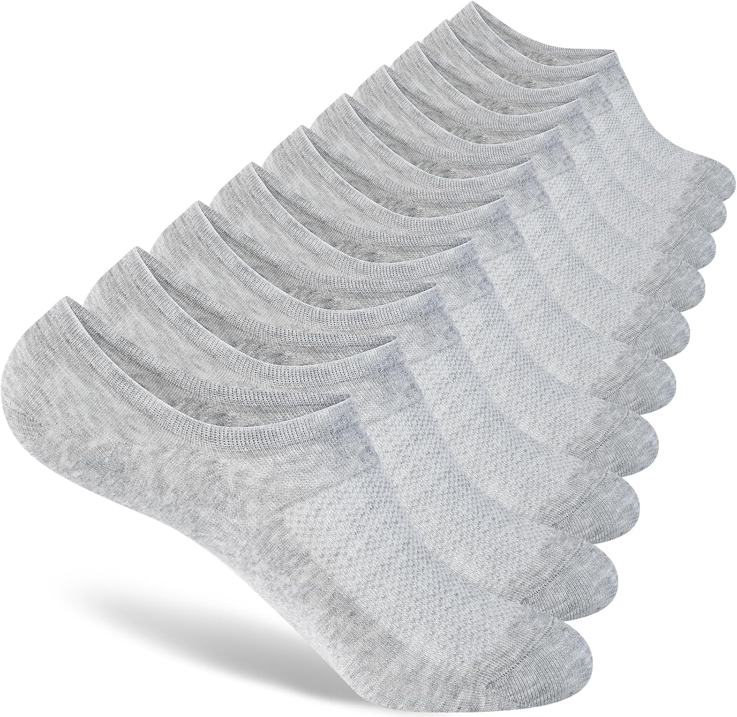8 Pairs Womens 100% Cotton Non Slip No Show Socks, Low Cut Casual Invisible Line