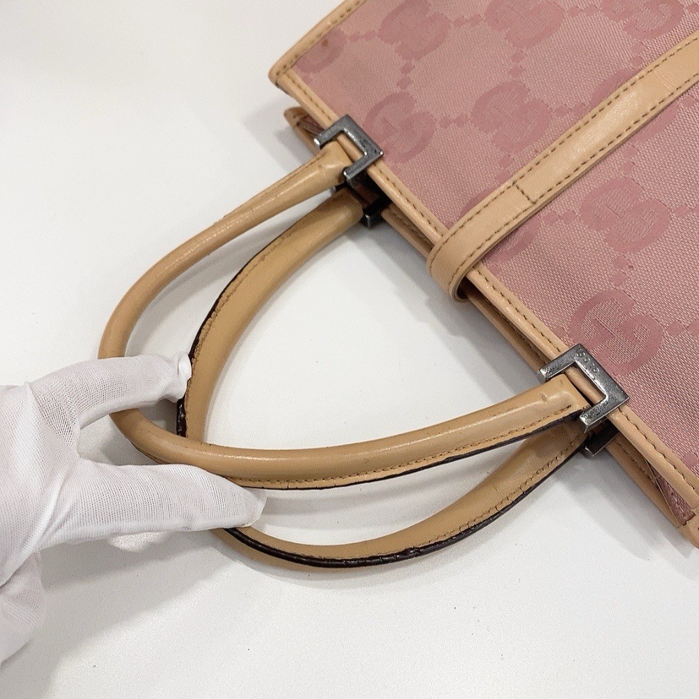Authentic Vintage Gucci Pink GG Jackie Canvas Handbag Tote Top Handle Bag