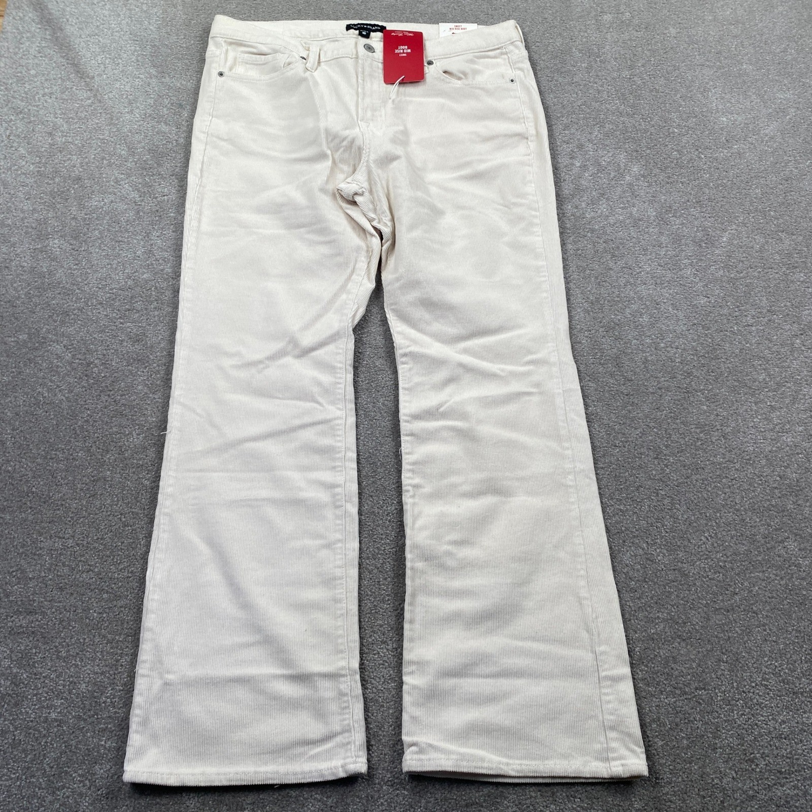 Lucky Brand Sweet Mid Rise Boot Womens 14/32 Cream Corduroy Pants 7W15220