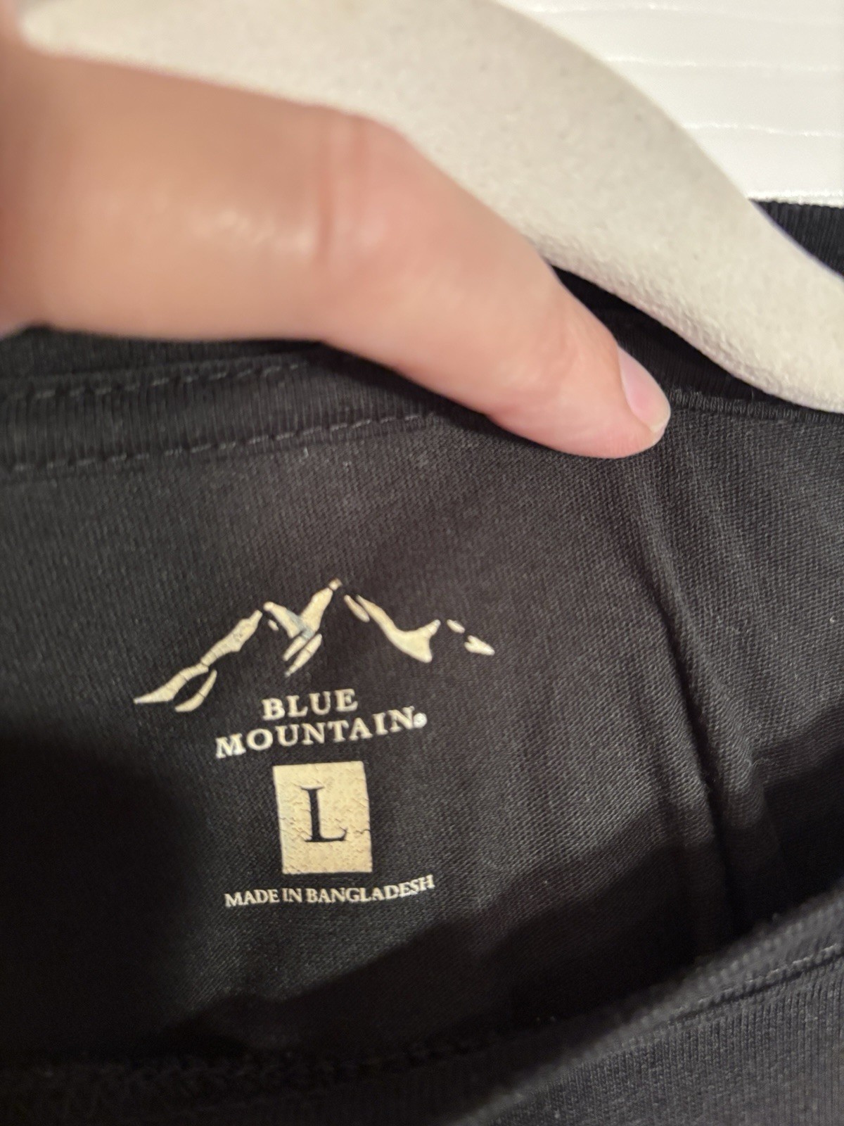 Blue Mountain Men’s L Basic Black Crew Neck Long Sleeve Tee Fall Layer CTCP