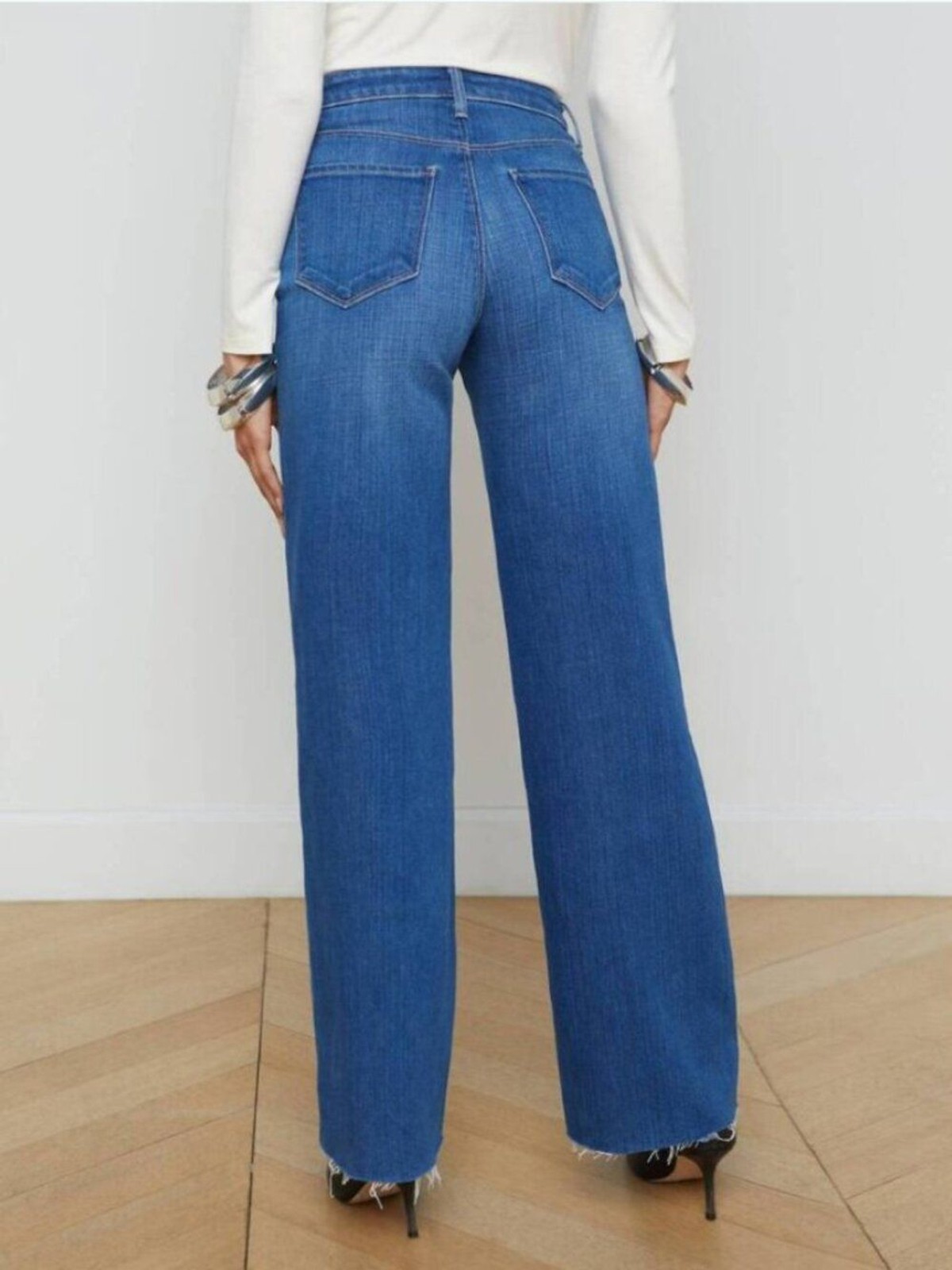 L’Agence Scottie Wide Leg High Rise Jean in Apollo Dark Wash size 30