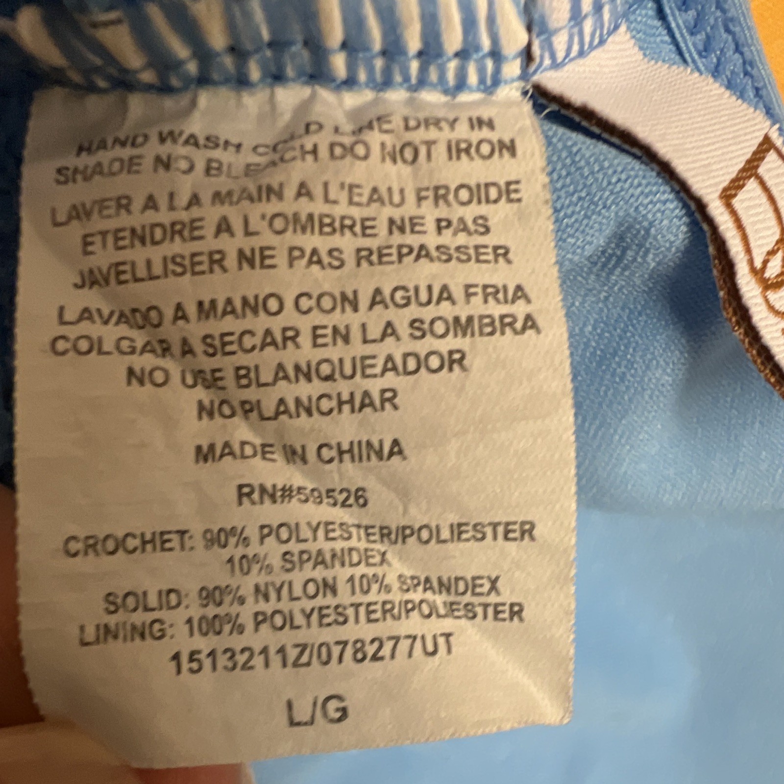Rebecca Virtue Women’s Blue Solid CrochetHalterBikiniTopLined Size L B Cup 224.5