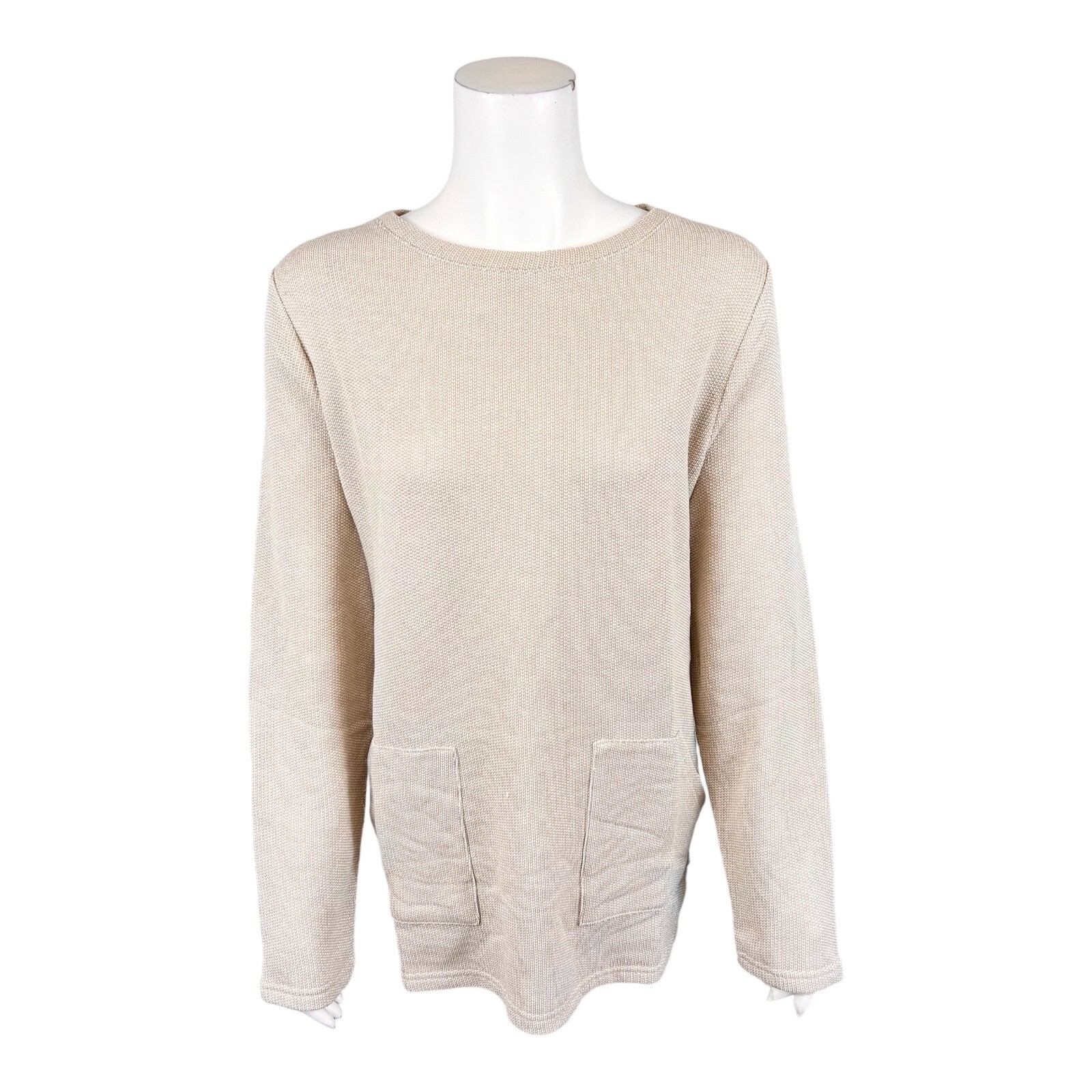 Modern Soul Novelty Knit Angled Pocket Sweatshirt Cobblestone X-Large Size